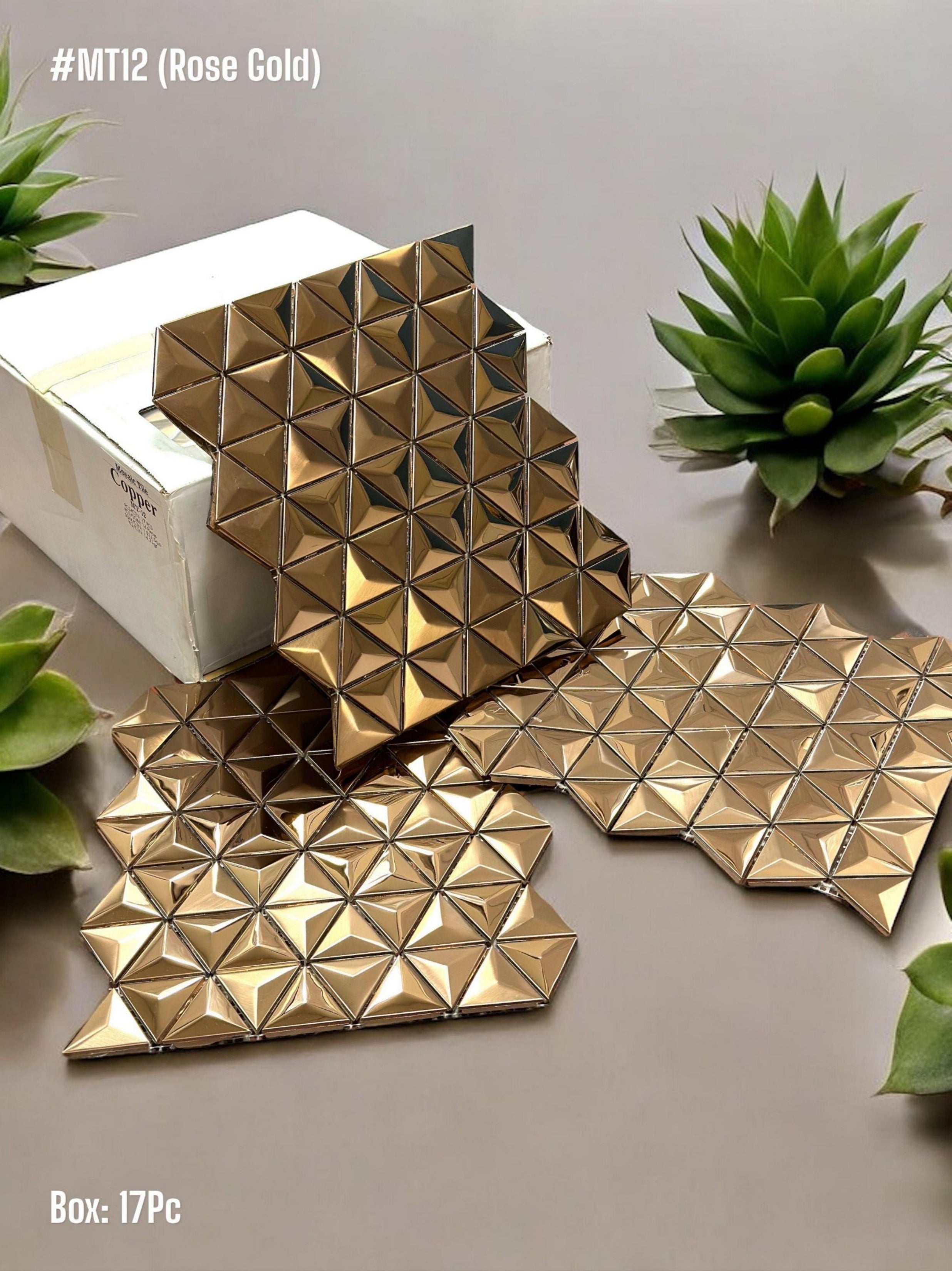 #MT12 - Copper SS Metal Mosaic Tile (Box of 17pc) (1 Tile Coverage Area 0.7 Sq Ft) - SWASTIK CREATIONS The Trend Point