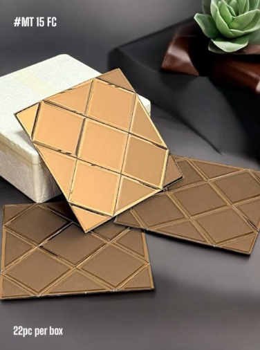 #MT15 FC - Frosted Copper Self Adhesive Glass Mosaic Tile (Min 22pcs) (1 Tile Coverage Area 0.9 Sq Ft) - SWASTIK CREATIONS The Trend Point