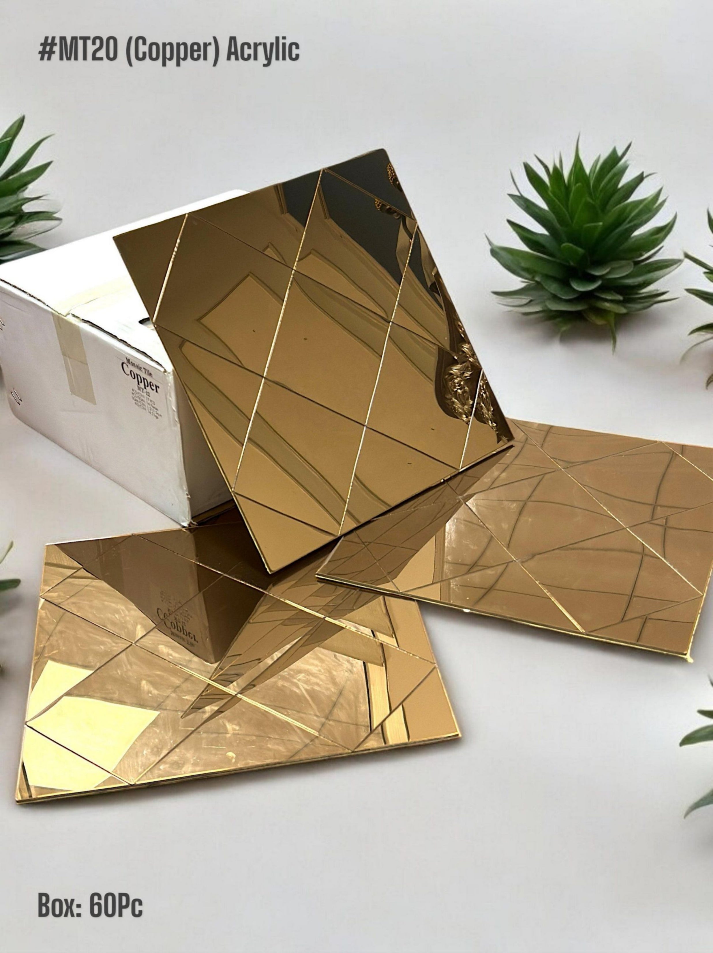 #MT20 - Copper Mirror Acrylic Mosaic Tile (Box of 60pc) (1 Tile Coverage Area 1 Sq Ft) - SWASTIK CREATIONS The Trend Point
