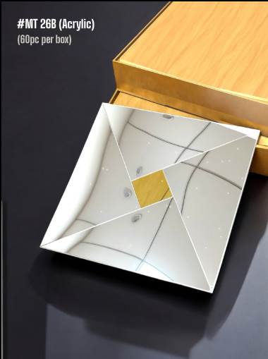 #MT26B (Acrylic) Silver & Golden Self-Adhesive Acrylic Mirror Mosaic Tile (Box of 60pcs) (1 Tile Coverage Area 1 Sq Ft) - SWASTIK CREATIONS The Trend Point