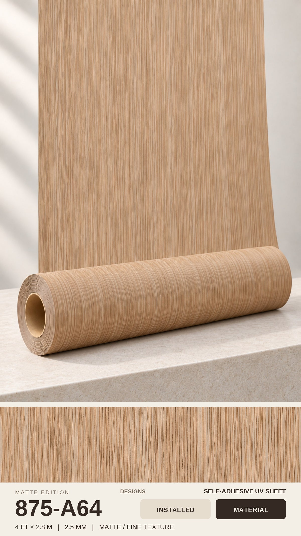 Self Adhesive UV Matte Sheets (size 4 Ft x 2.8 M) 875-A64- 2.5mm Thickness