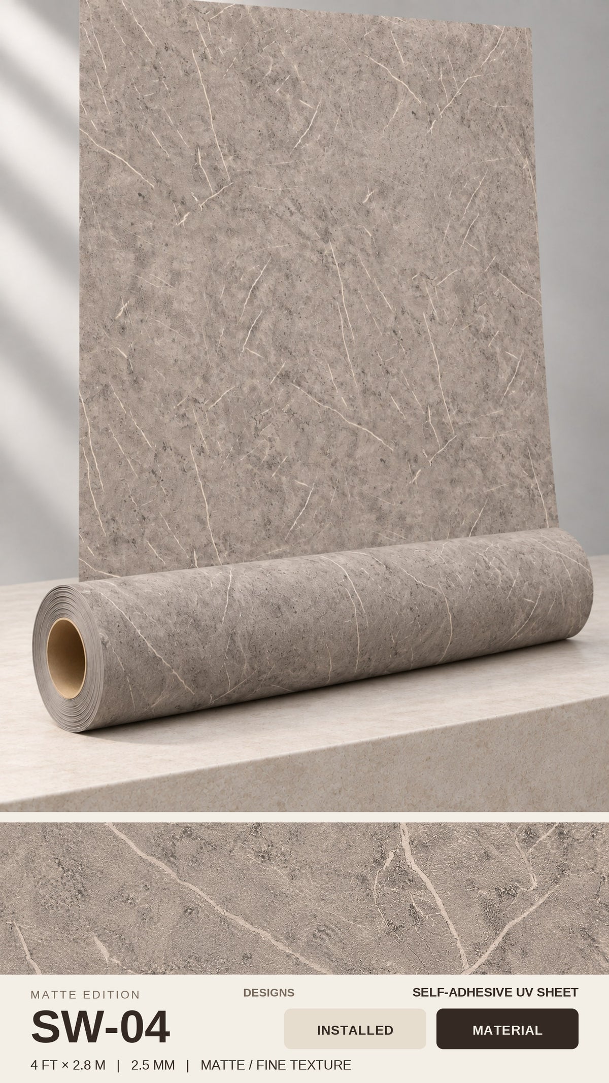 Self Adhesive UV Matte Sheets (size 4 Ft x 2.8 M) SW-04- 2.5mm Thickness