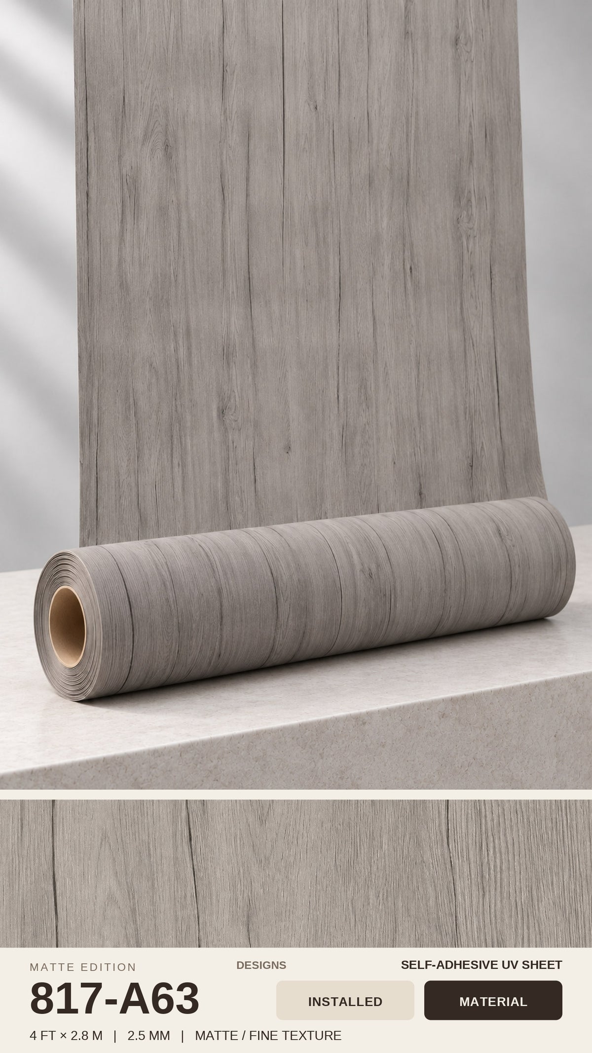 Self Adhesive UV Matte Sheets (size 4 Ft x 2.8 M) 817-A63- 2.5mm Thickness