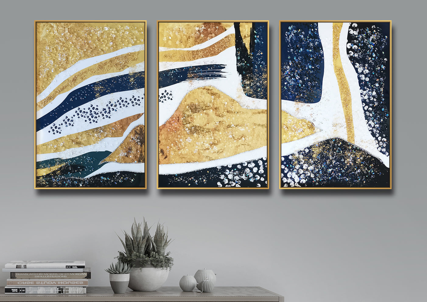 Modern Abstract Crystal Painting | Set of 3 - SWASTIK CREATIONS The Trend Point
