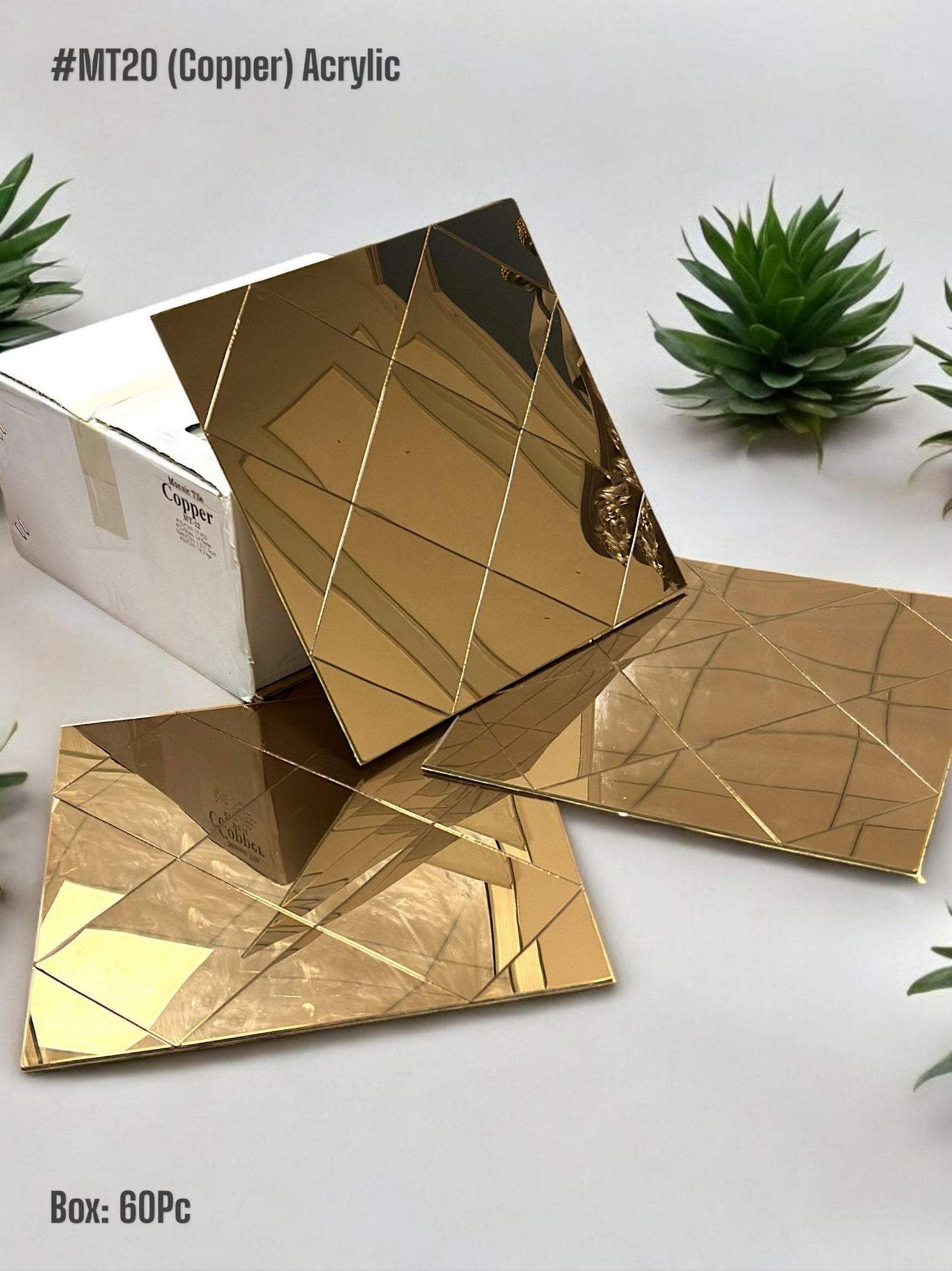 #MT20 - Copper Mirror Acrylic Mosaic Tile (Box of 60pc) (1 Tile Coverage Area 1 Sq Ft) SWASTIK CREATIONS The Trend Point