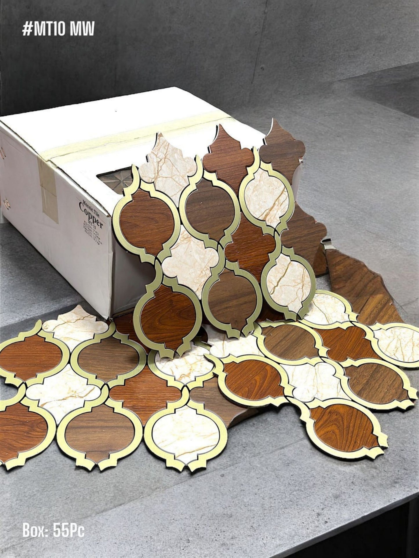 #MT10 MW - Wooden Style Self Adhesive Mosaic Tile (Box of 55pc) 1 Tile Coverage Area 0.8 Sq Ft SWASTIK CREATIONS The Trend Point