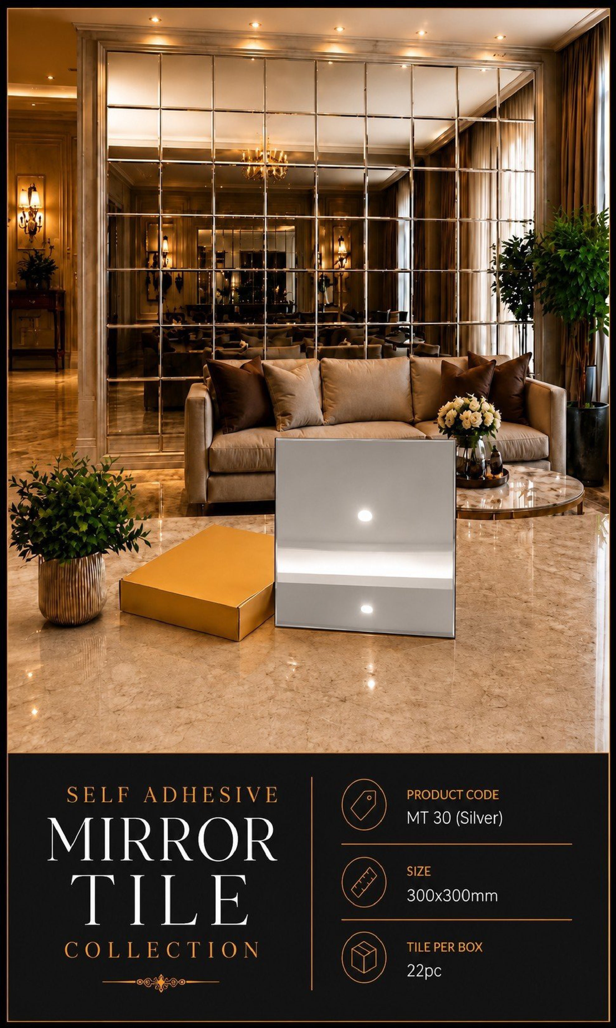 #MT30 SILVER Exclusive Mirror Glass Mosaic Mirror Tile (Min 22 pcs)