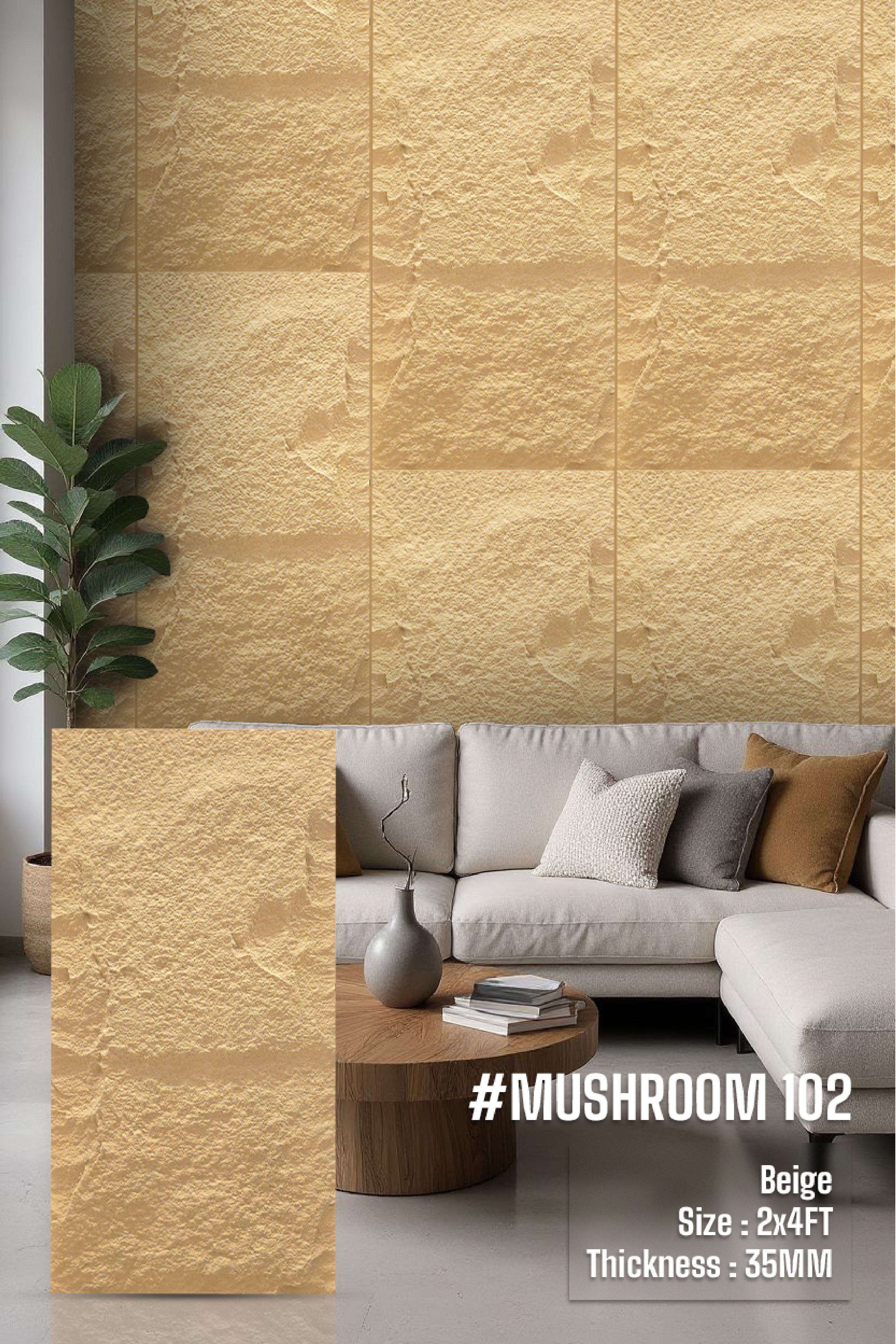 #Mushroom102 - 35mm PU Stone Panels (Size 2*4ft) - 5 Colors option - SWASTIK CREATIONS The Trend Point