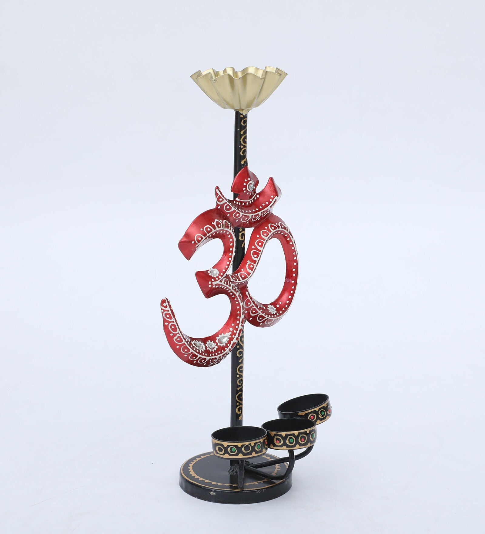 Om Multicolour Iron Tea Light Holder - SWASTIK CREATIONS The Trend Point