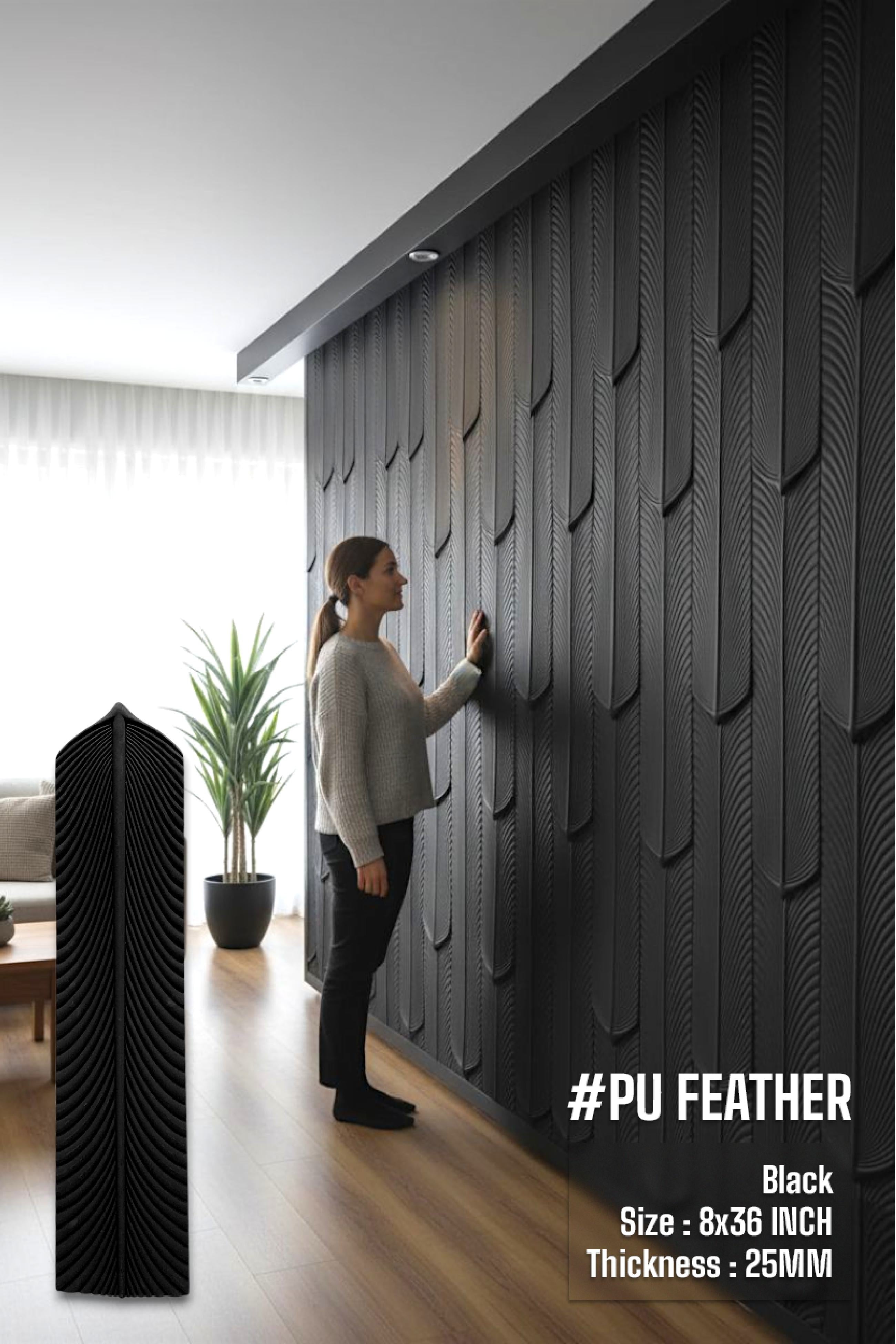 PU 3D Feather Panel (Size 8*36inch) (1 panel Covers Approx. 1.9 Sq Ft) - 5 colors Option - SWASTIK CREATIONS The Trend Point