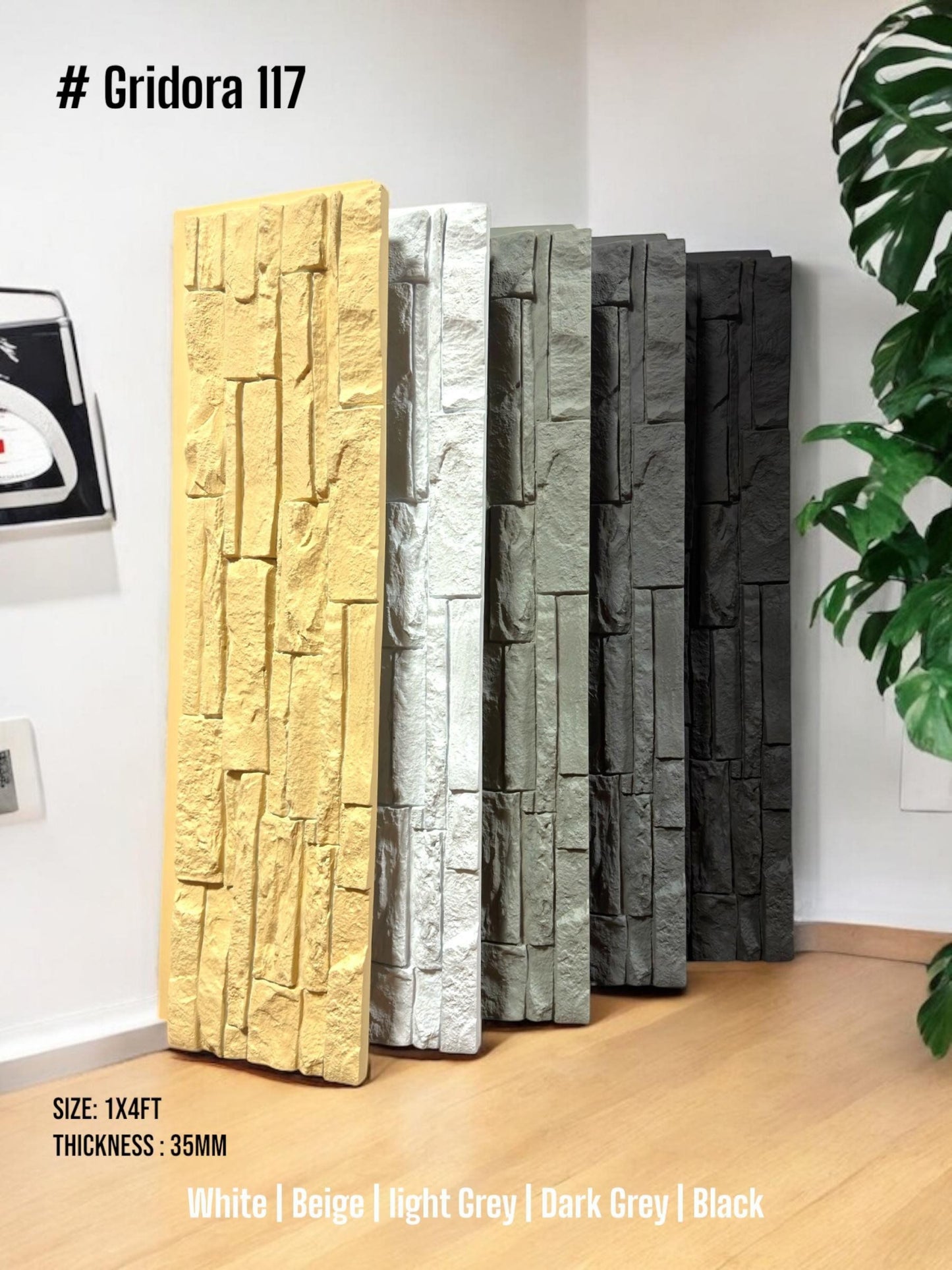 #Gridora 117 PU Panels - 35mm thickness- Size 1x4ft - 5 color options ( Box of 16pcs) SWASTIK CREATIONS The Trend Point