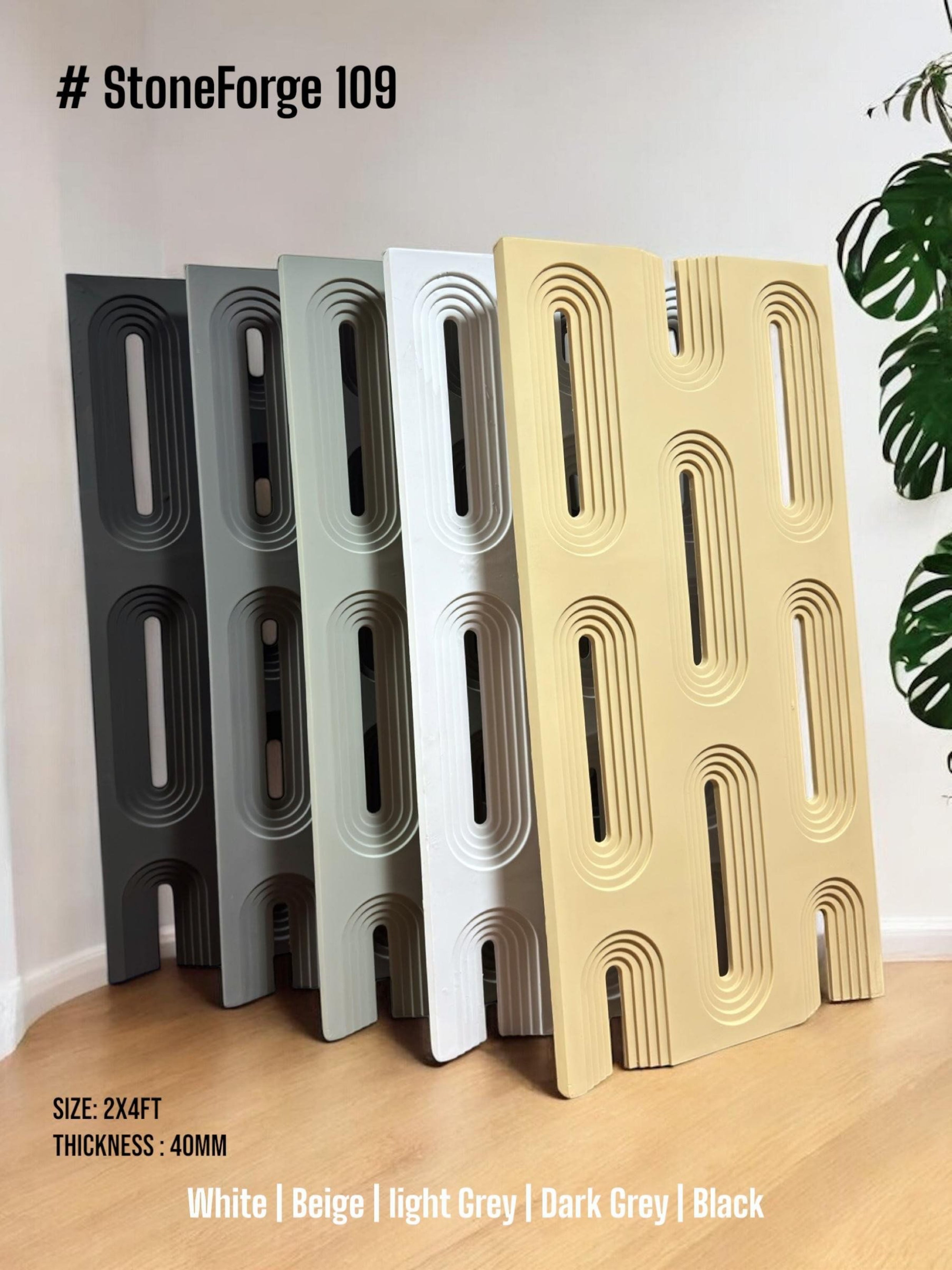 #StoneForge 109 Without Mirror - PU Panels Fluted Cutout Design- 40mm thickness - Size 2x4ft - Box of 8pcs - 5 color options