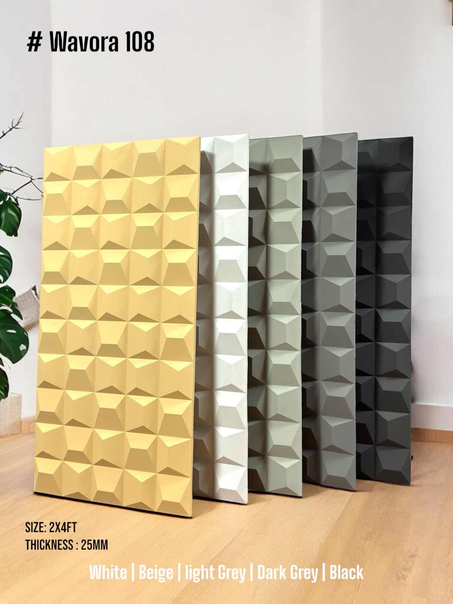 #Wavora 108 – 25mm PU Stone Finish Panels - Size 2x4ft - 5 color option - (Box of 10pcs) SWASTIK CREATIONS The Trend Point