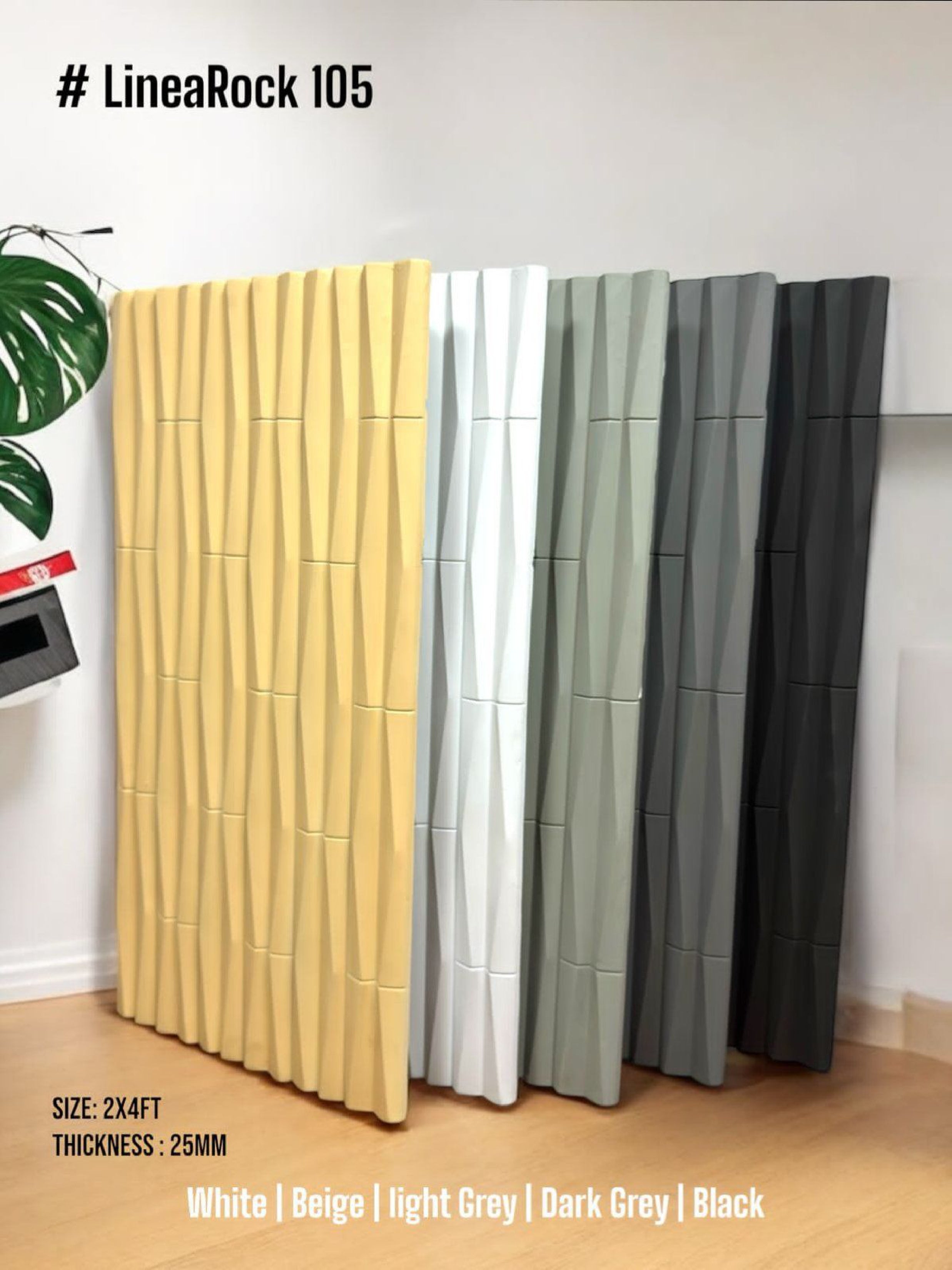 #Linea Rock 105 β 25mm PU Stone Finish Panels - Size 2x4ft - 5 color options