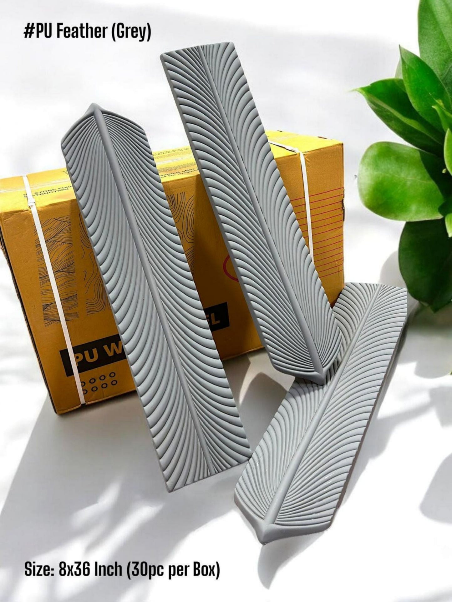 PU 3D Feather Panel (Box of 30pc) (Size 8*36inch) (1 panel Covers Approx. 1.9 Sq Ft) - 5 colors Option SWASTIK CREATIONS The Trend Point