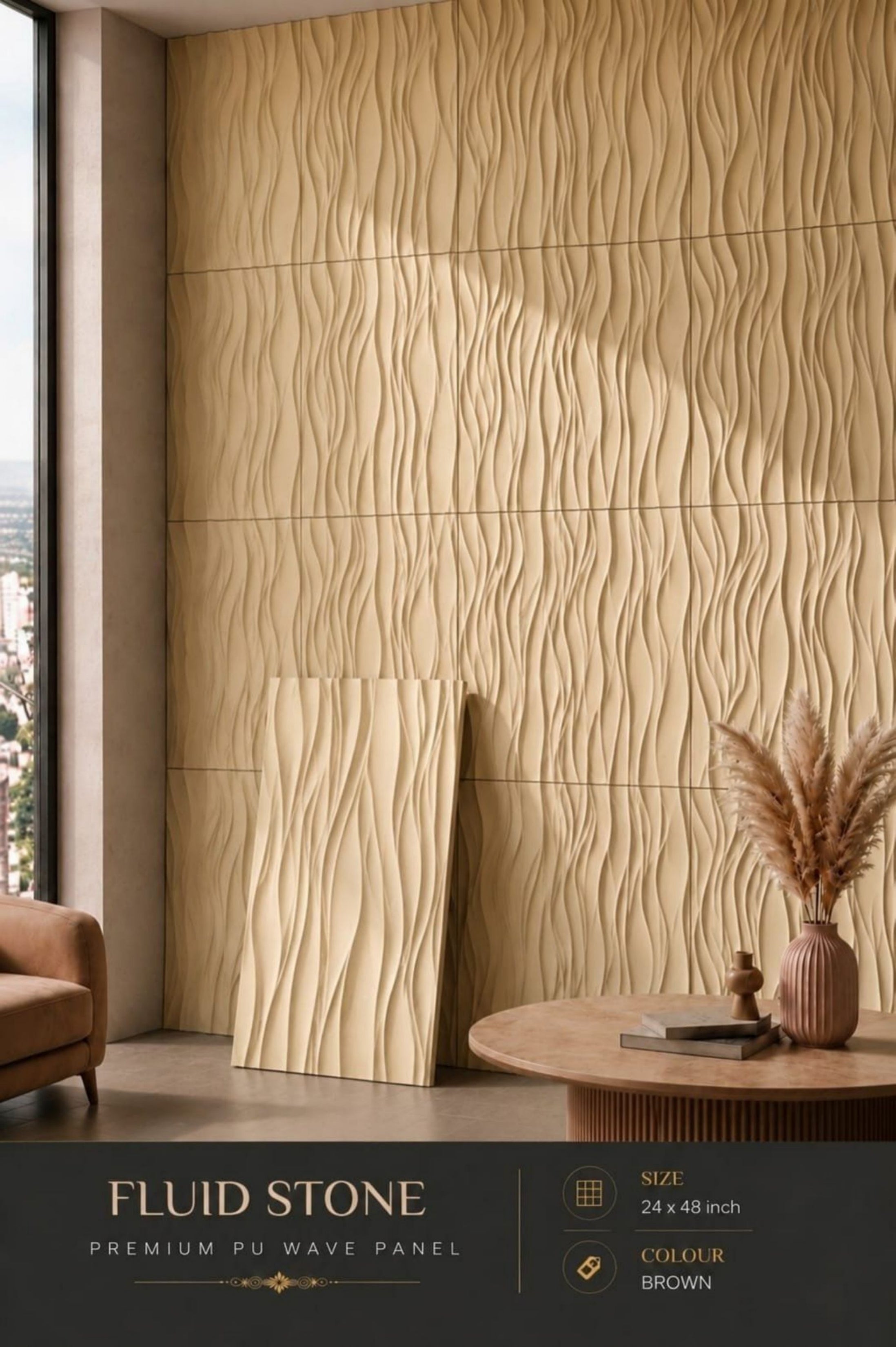 #Fluid Stone PU Panel New Design- 30mm thickness - Size 2x4ft - 4 color options