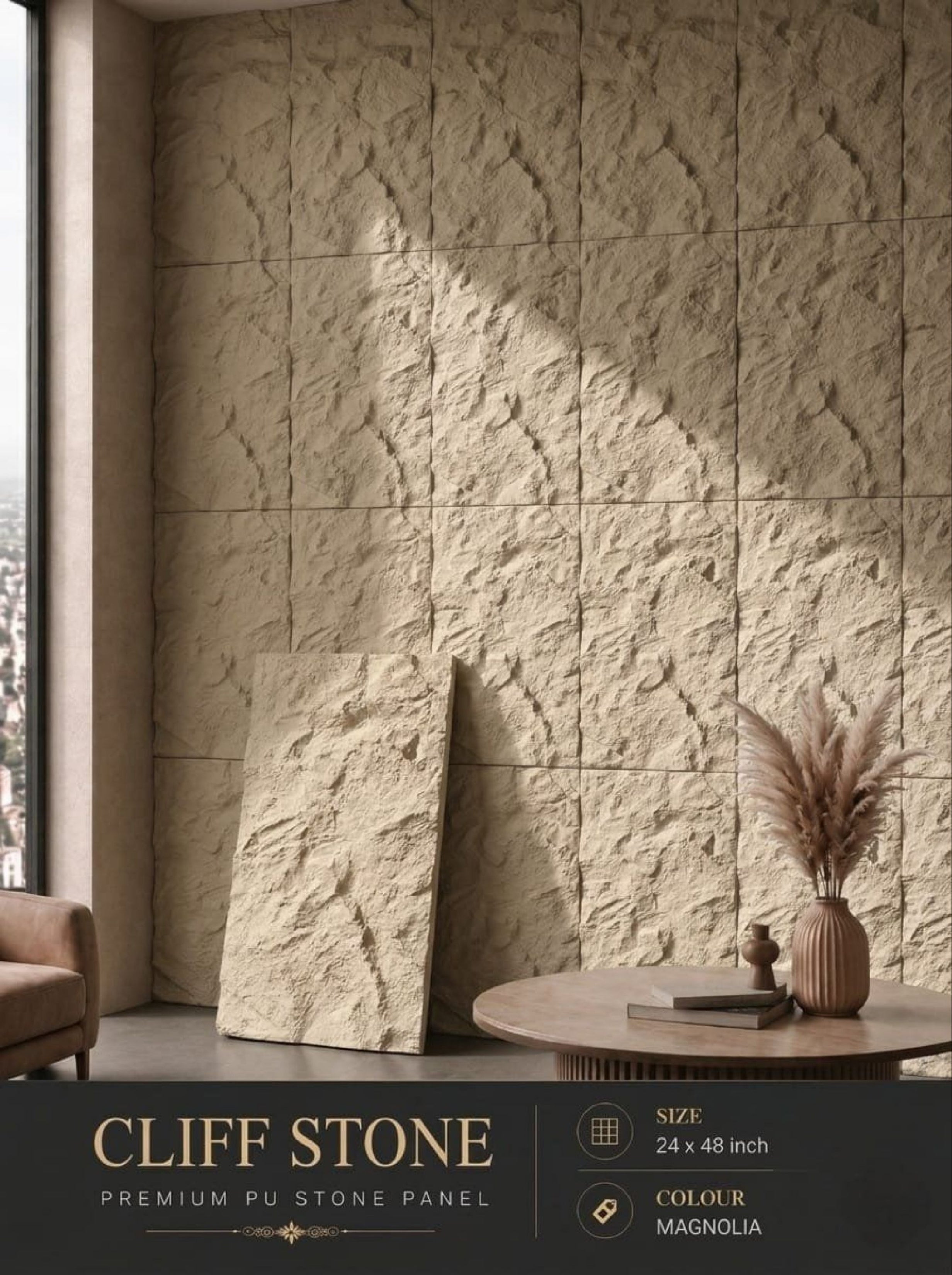 #Cliff Stone - PU Panels New Design - Size 2x4ft - 80mm thickness - 2 color options