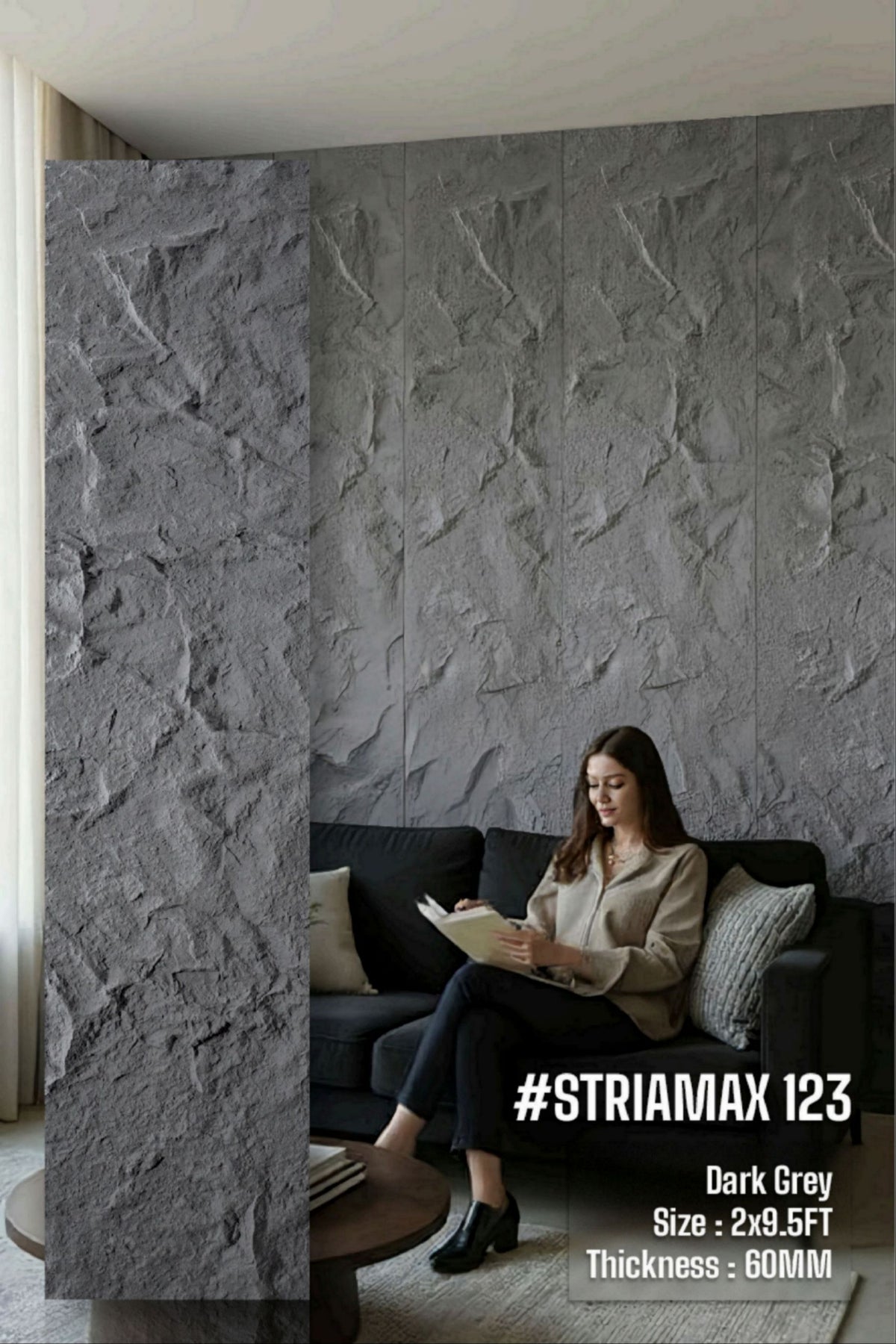 #StriaMax 123 PU Panel - 60mm thickness - Size 2x9.5ft - 5 color options - MOQ 8Pcs