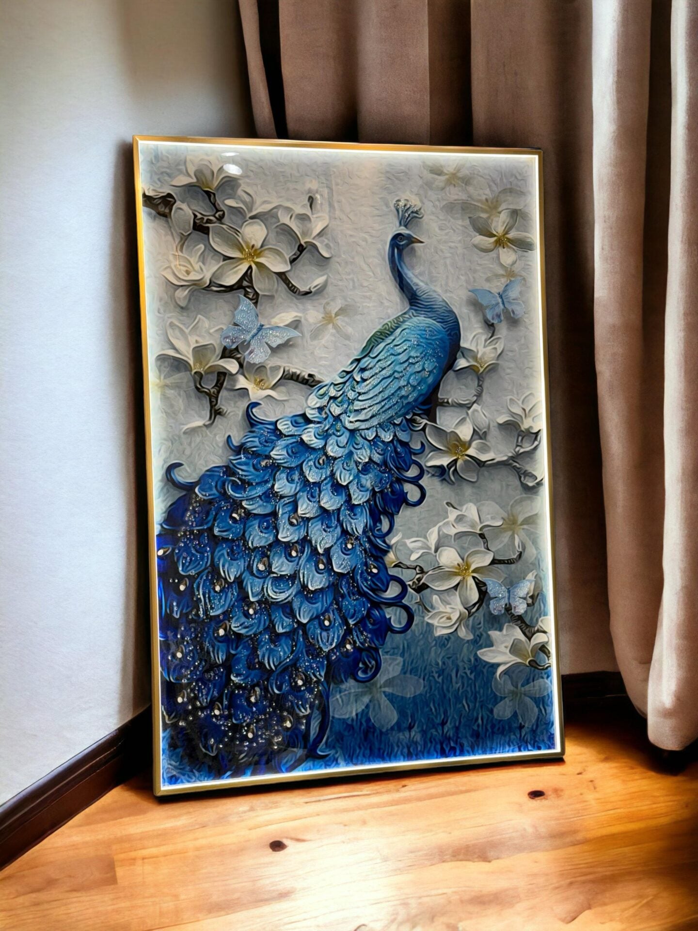 Peacock Crystal Painting with LED - SWASTIK CREATIONS The Trend Point