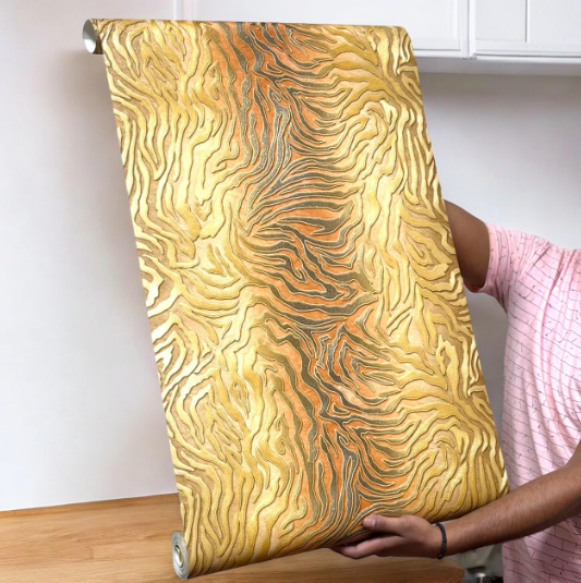 Premium Golden Wallpaper (set of 2) - SWASTIK CREATIONS The Trend Point