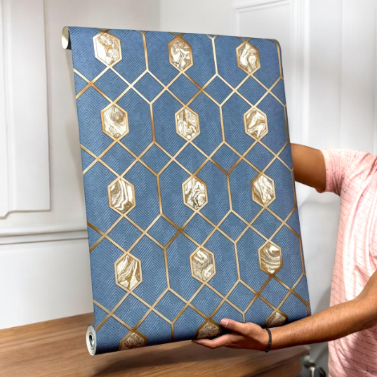 Blue Wallpaper for Walls (set of 2) SWASTIK CREATIONS The Trend Point