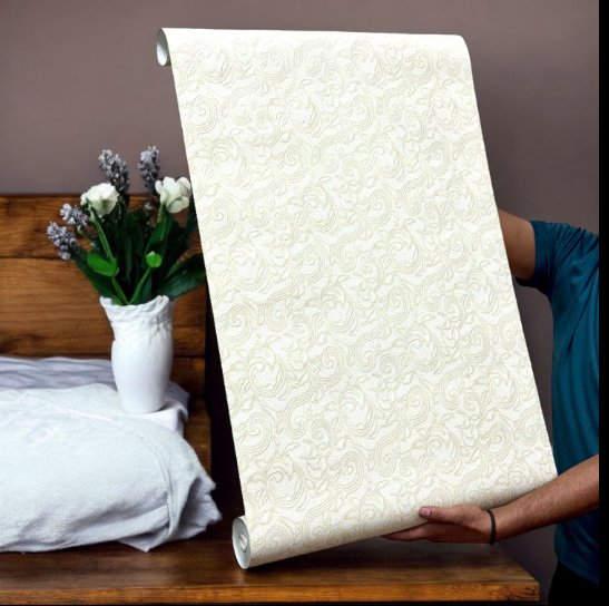 Premium Beige Wallpaper (set of 2) SWASTIK CREATIONS The Trend Point