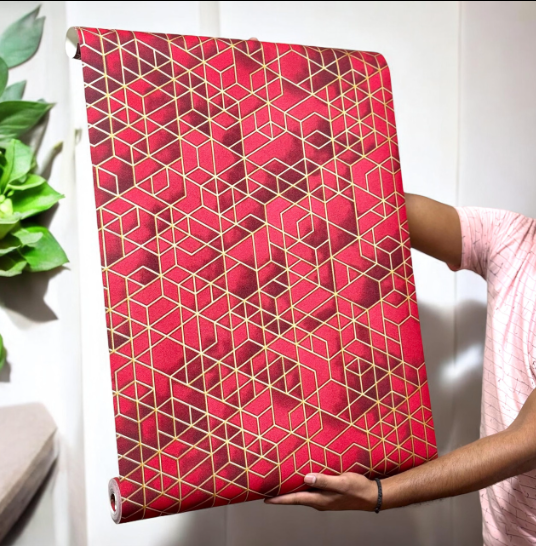 Red Textured Wallpaper (set of 2) SWASTIK CREATIONS The Trend Point