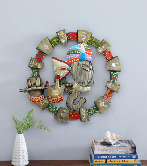 Decorative Ganesh Multicolour Iron Wall Art