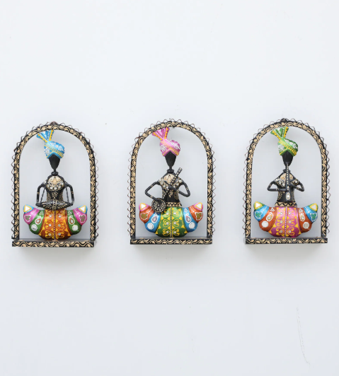 Decorative Safa Doll S /3 Multicolour Metal Wall Art SWASTIK CREATIONS The Trend Point