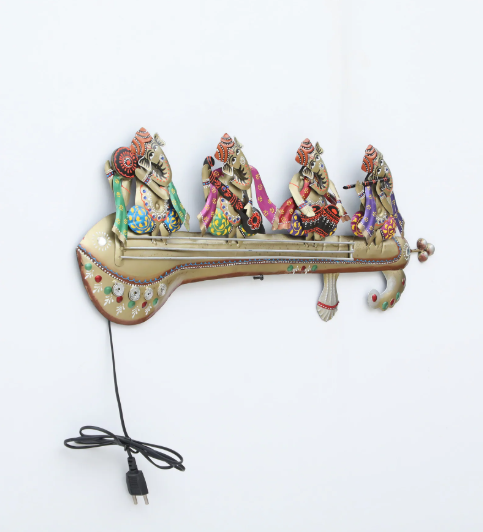 Decorative Ganesh Shehnai Multicolour Metal Wall Art