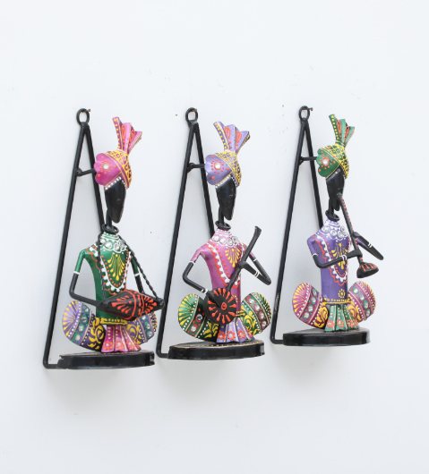 Decorative Panjabi Multicolour Metal Wall Art