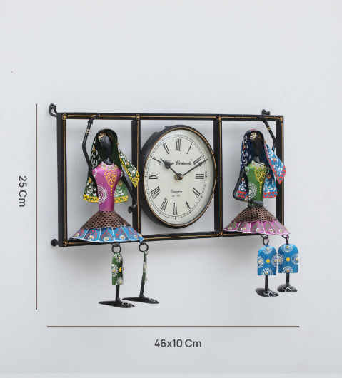 Kal Baliya Multicolour Iron Wall Clock SWASTIK CREATIONS The Trend Point