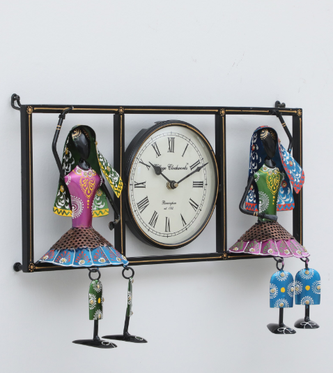 Kal Baliya Multicolour Iron Wall Clock SWASTIK CREATIONS The Trend Point