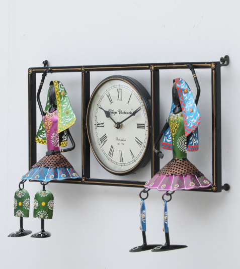 Kal Baliya Multicolour Iron Wall Clock SWASTIK CREATIONS The Trend Point