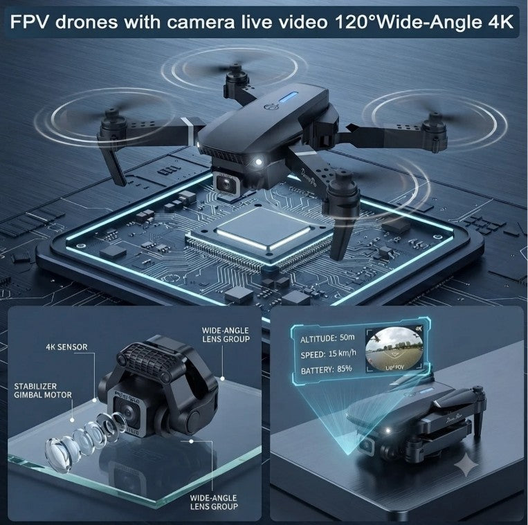 E88 Drone (Black)|Dual Battery Pack|GPS Navigation|4K UHD Camera+1080P