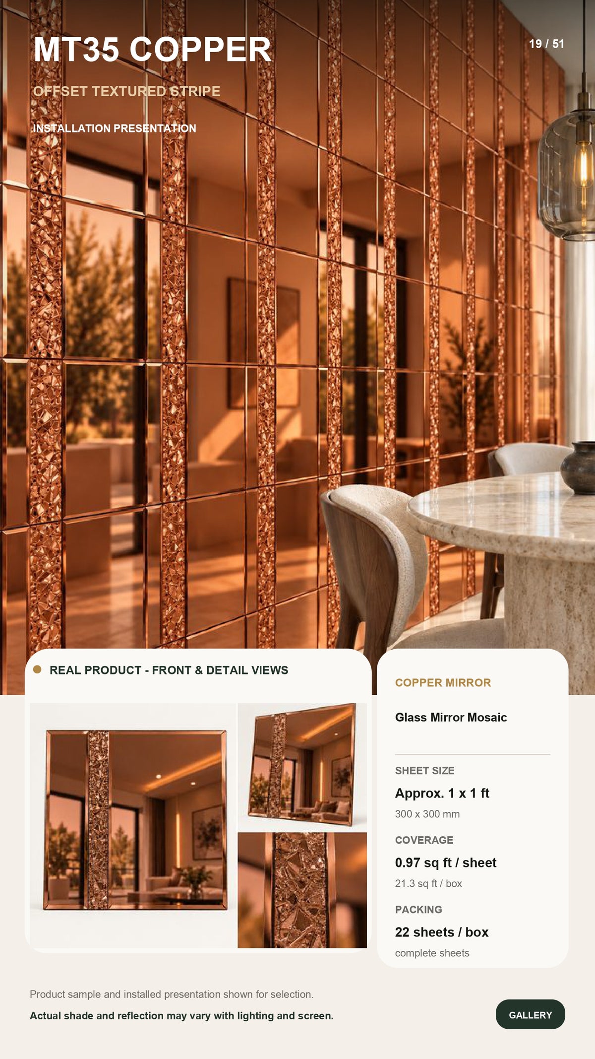 #MT35 Silver Glass Mirror Mosaic Tile (MOQ 22 pc) (1 Tile Coverage Area 0.9 Sq Ft) - 4 color options