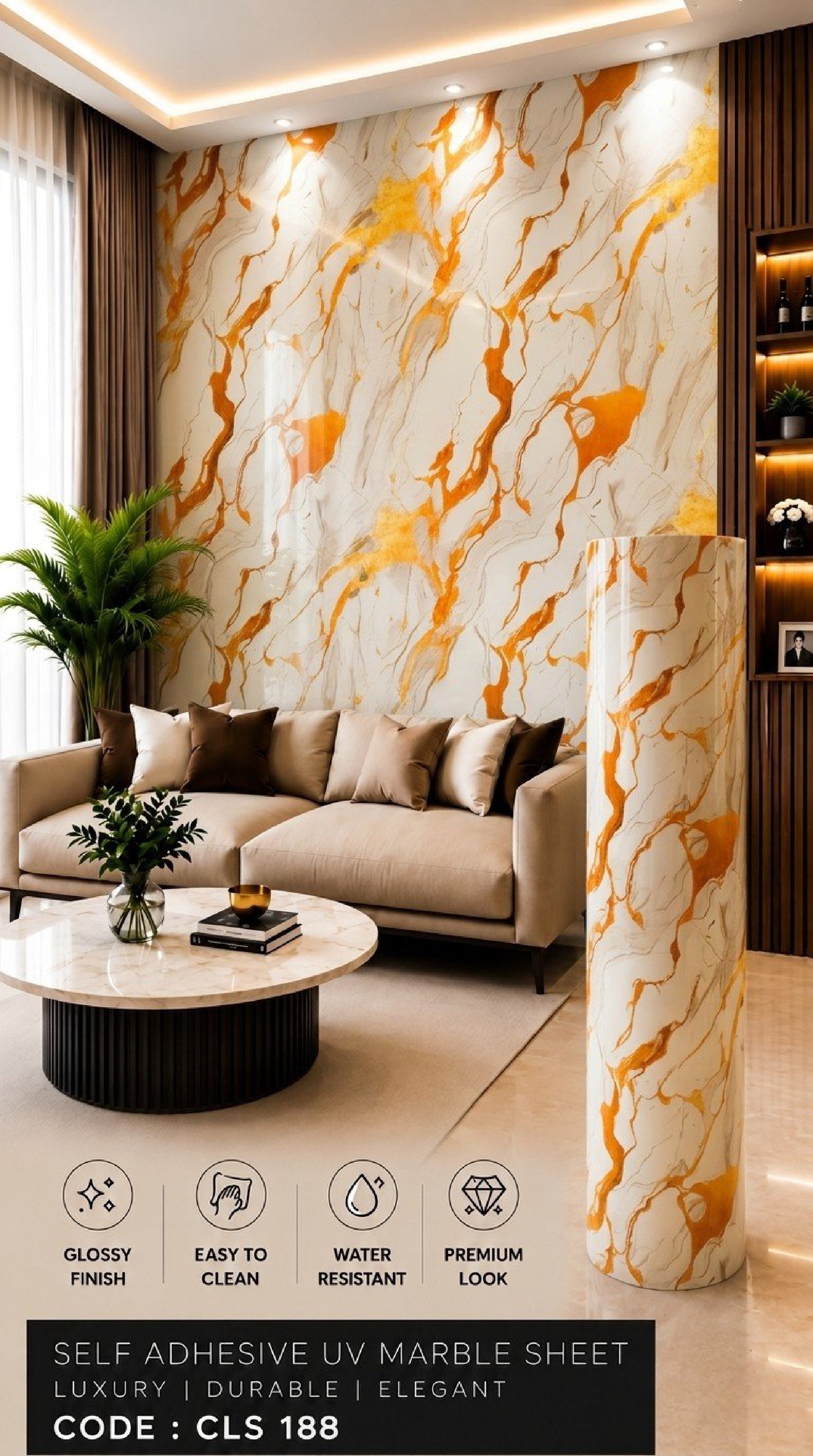 Self Adhesive UV Glossy Sheets (size 10 x 4 Feet) CLS188