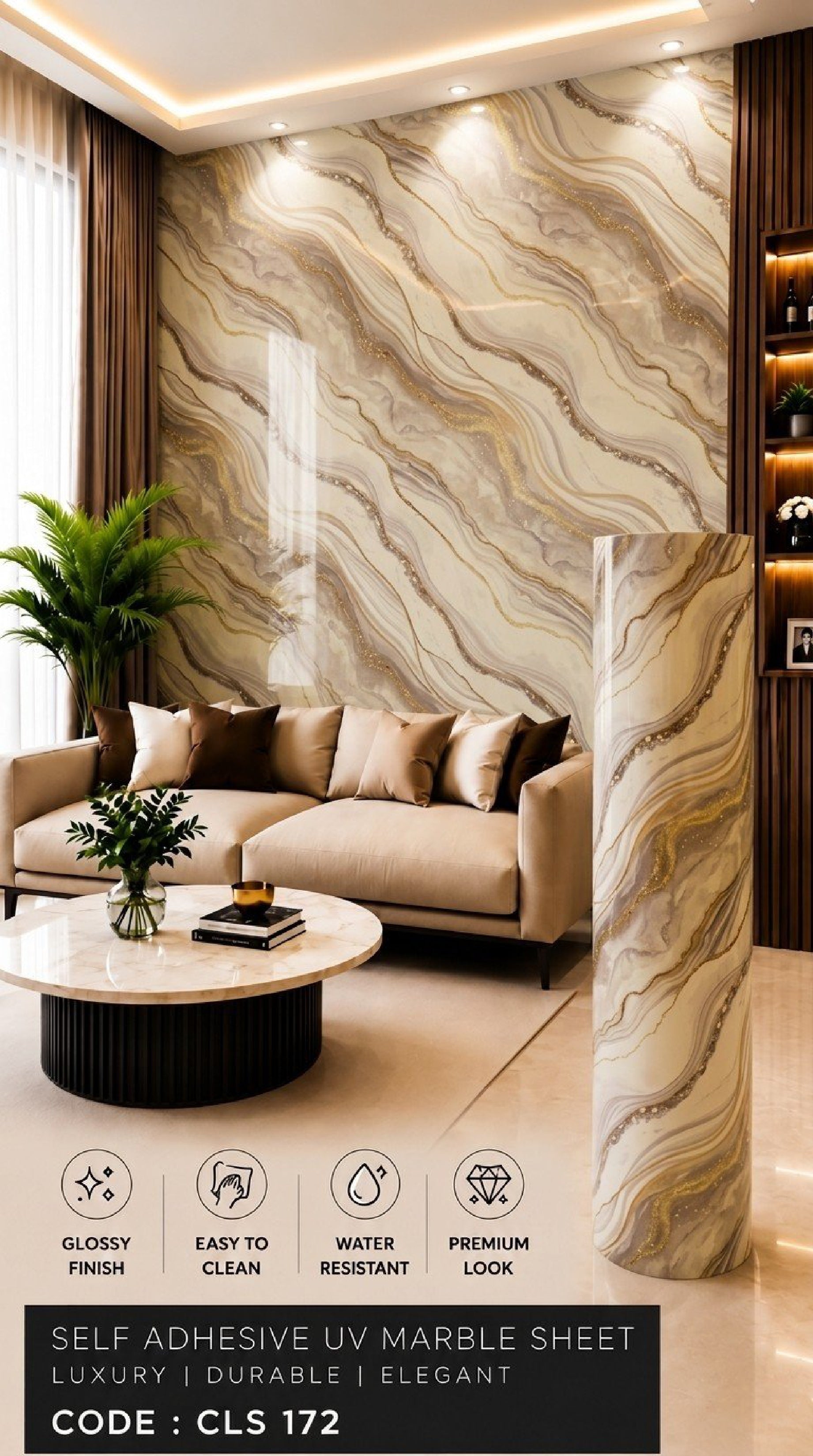 Self Adhesive UV Glossy Sheets (size 10 x 4 Feet) CLS172