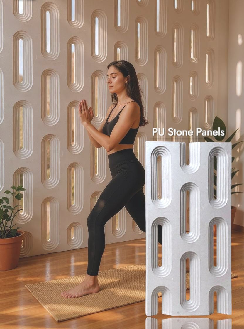 #StoneForge 109 Without Mirror - PU Panels Fluted Cutout Design- 40mm thickness - Size 2x4ft - Box of 8pcs - 5 color options - SWASTIK CREATIONS The Trend Point