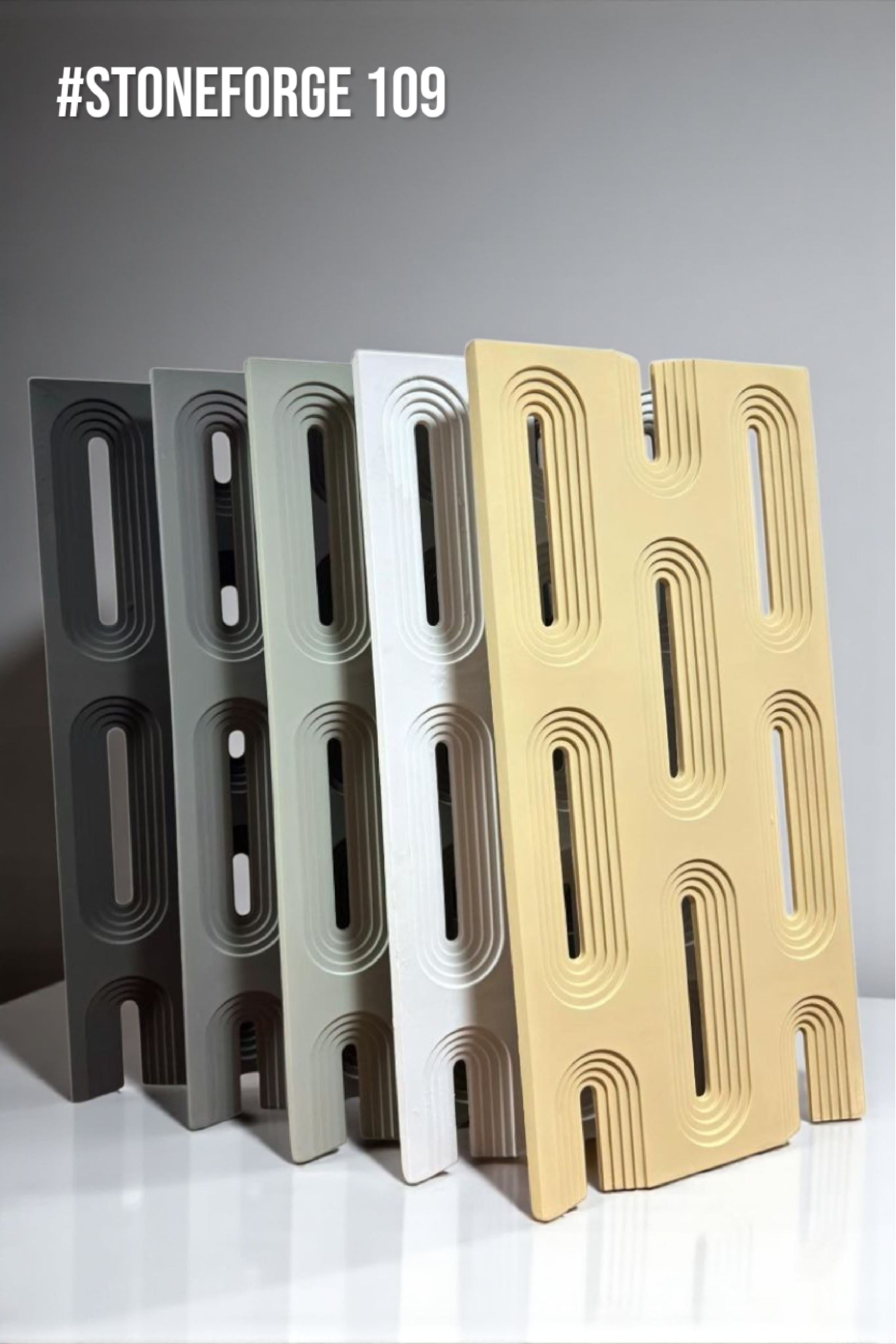 #StoneForge 109 Without Mirror - PU Panels Fluted Cutout Design- 40mm thickness - Size 2x4ft - Box of 8pcs - 5 color options - SWASTIK CREATIONS The Trend Point