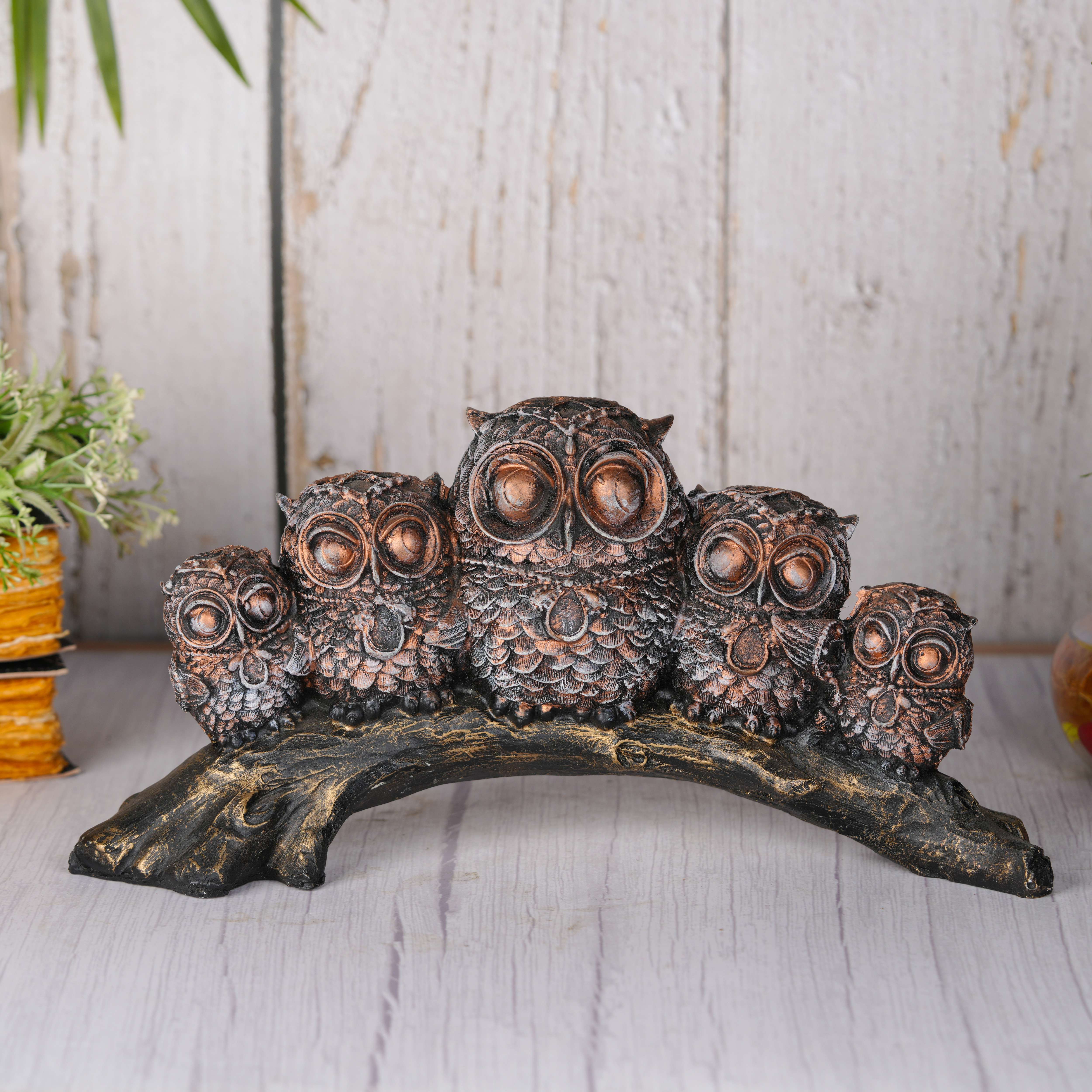 Swastik Creations Antiqe Resin owl Family Set Statue showpiece Figurine for Desk, Hotel Living Room Gift Table Top Decoration - SWASTIK CREATIONS The Trend Point