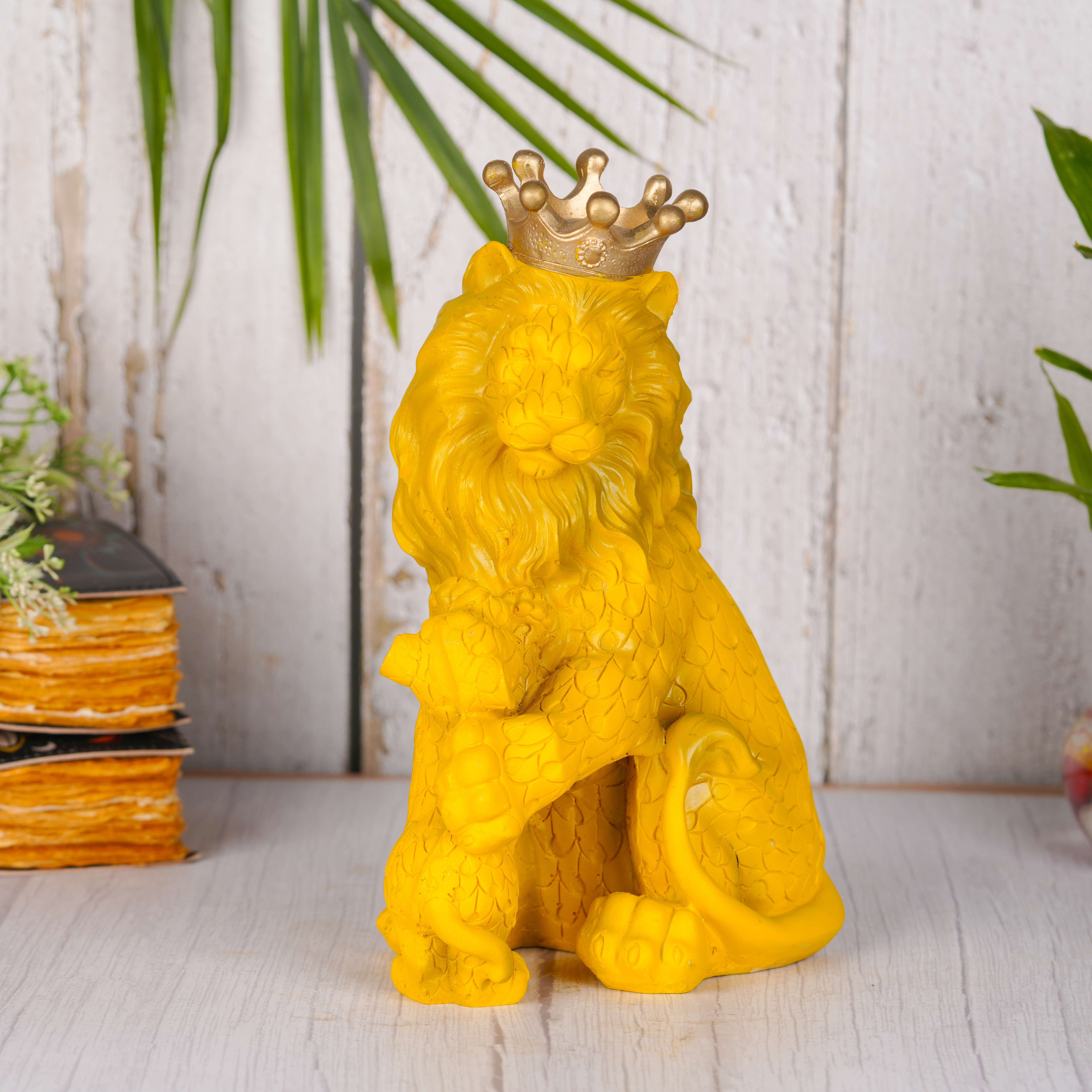 Swastik Creations Lion King Sculpture with Baby Crown Lion Statue for Home Decor Resin Animal Figurine Abstract Home Decoration - SWASTIK CREATIONS The Trend Point