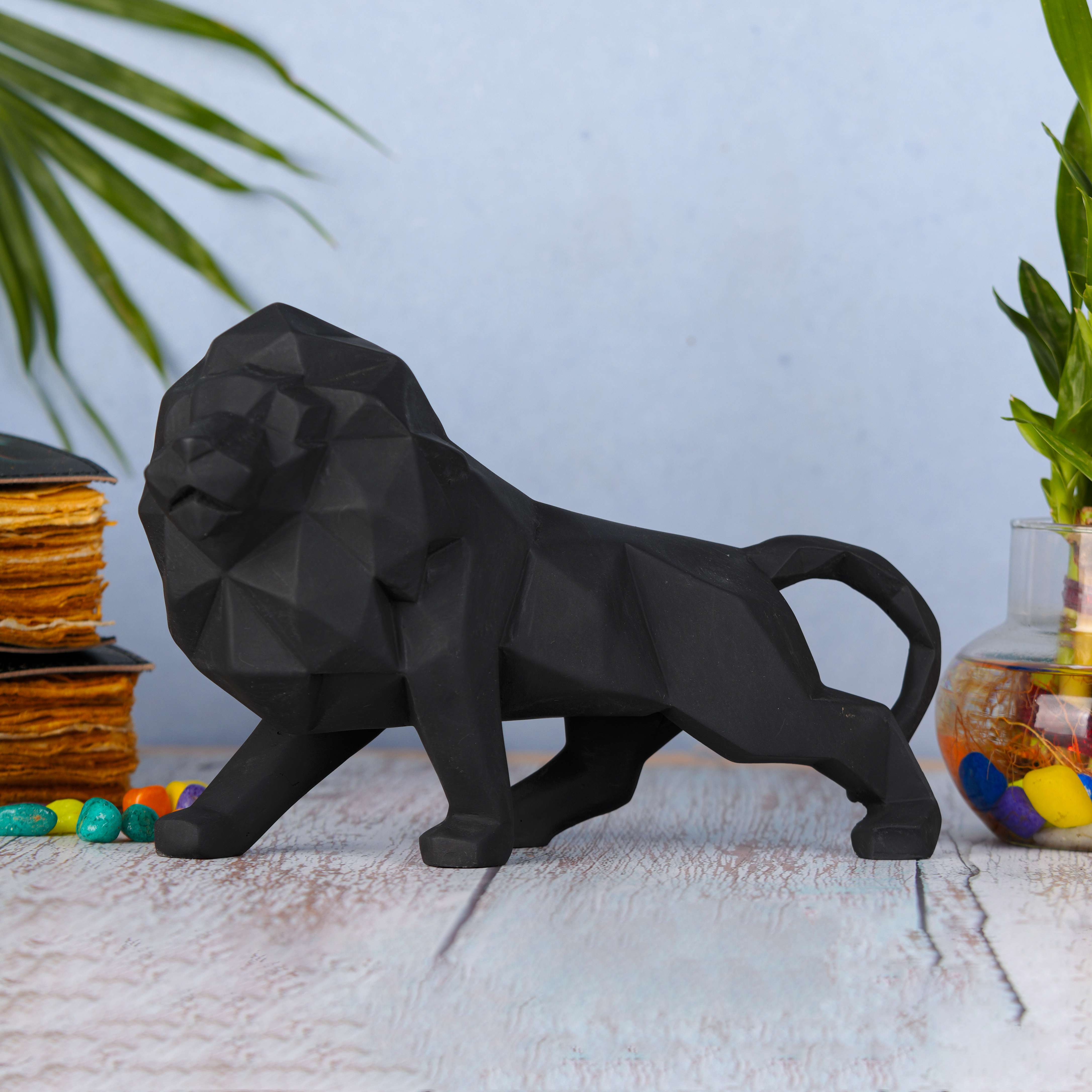 Swastik Creations Lion Sculpture, Resin Animal Figurine for Coffee Tables, Bookshelves, Home Dcor Animal Decoration - SWASTIK CREATIONS The Trend Point