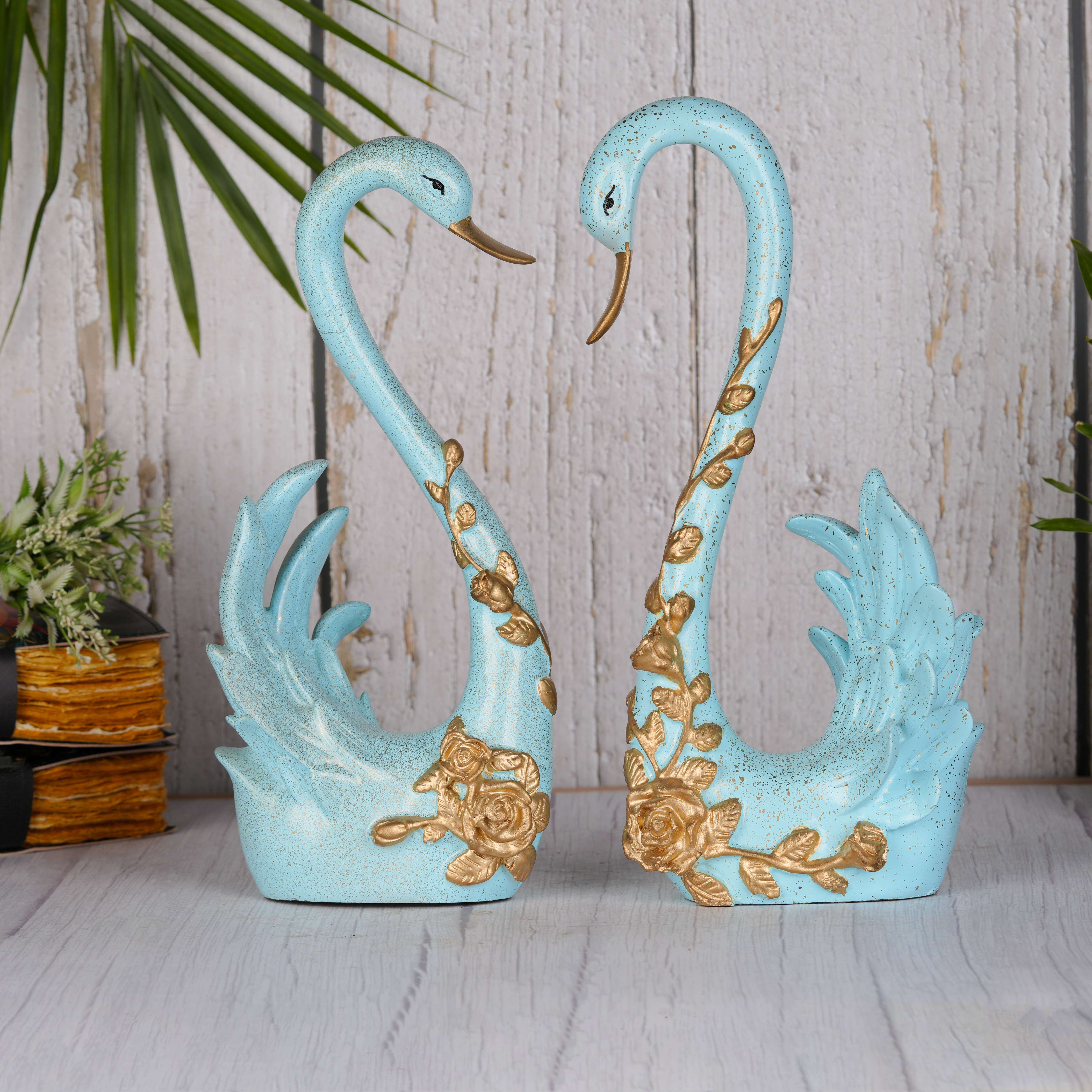 Swastik Creations Polyresin Swan Pair Figurine Big size- Ideal for Indoor/Outdoor Decor a Item,Home Decor,Table Decor,Decoration Ornament - SWASTIK CREATIONS The Trend Point