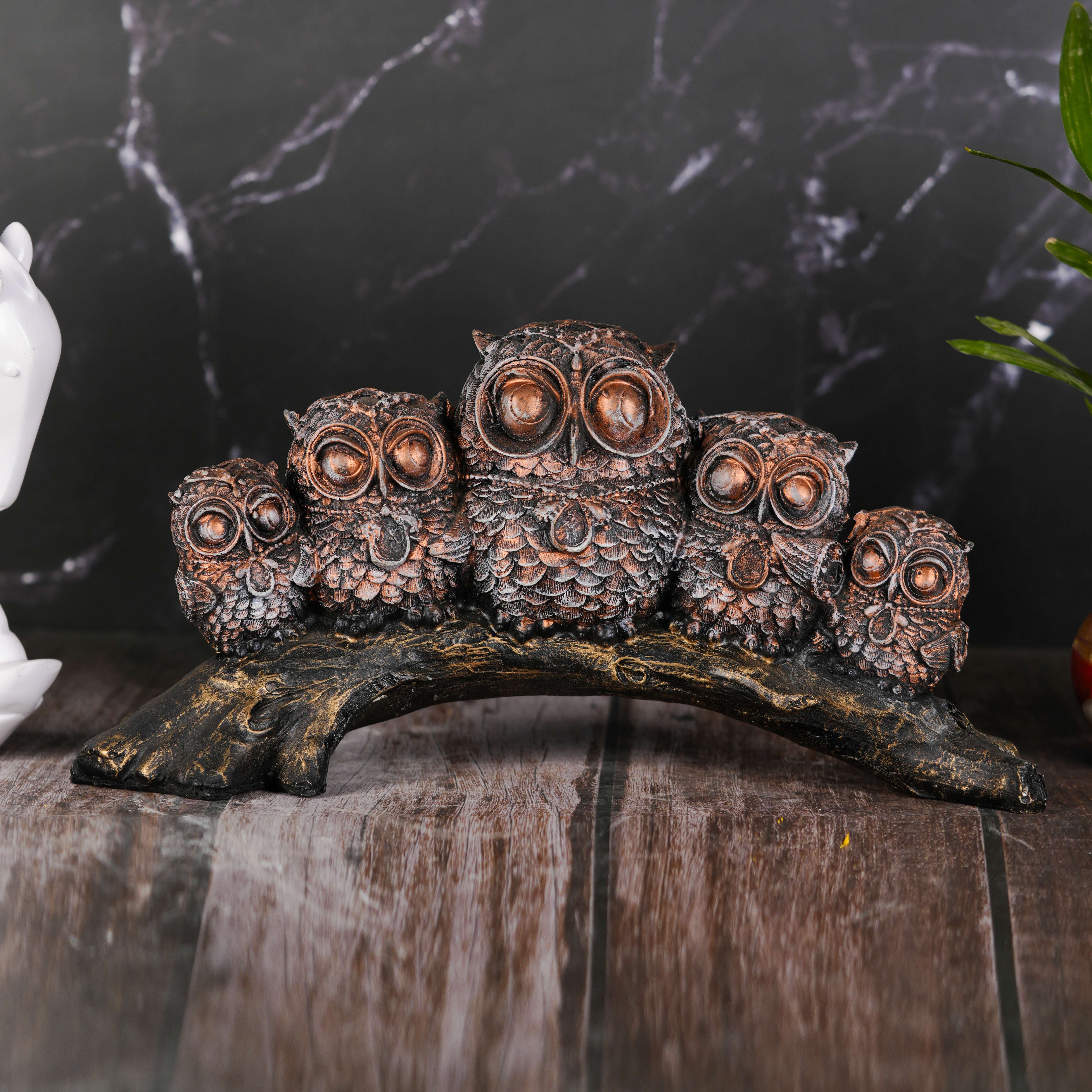 Swastik Creations Resin owl Family Set Statue showpiece Figurine for Desk, Hotel Living Room Gift Table Top Decoration - SWASTIK CREATIONS The Trend Point