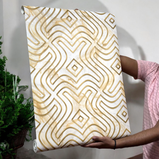 Textured Geometric Wallpaper (set of 2) - SWASTIK CREATIONS The Trend Point