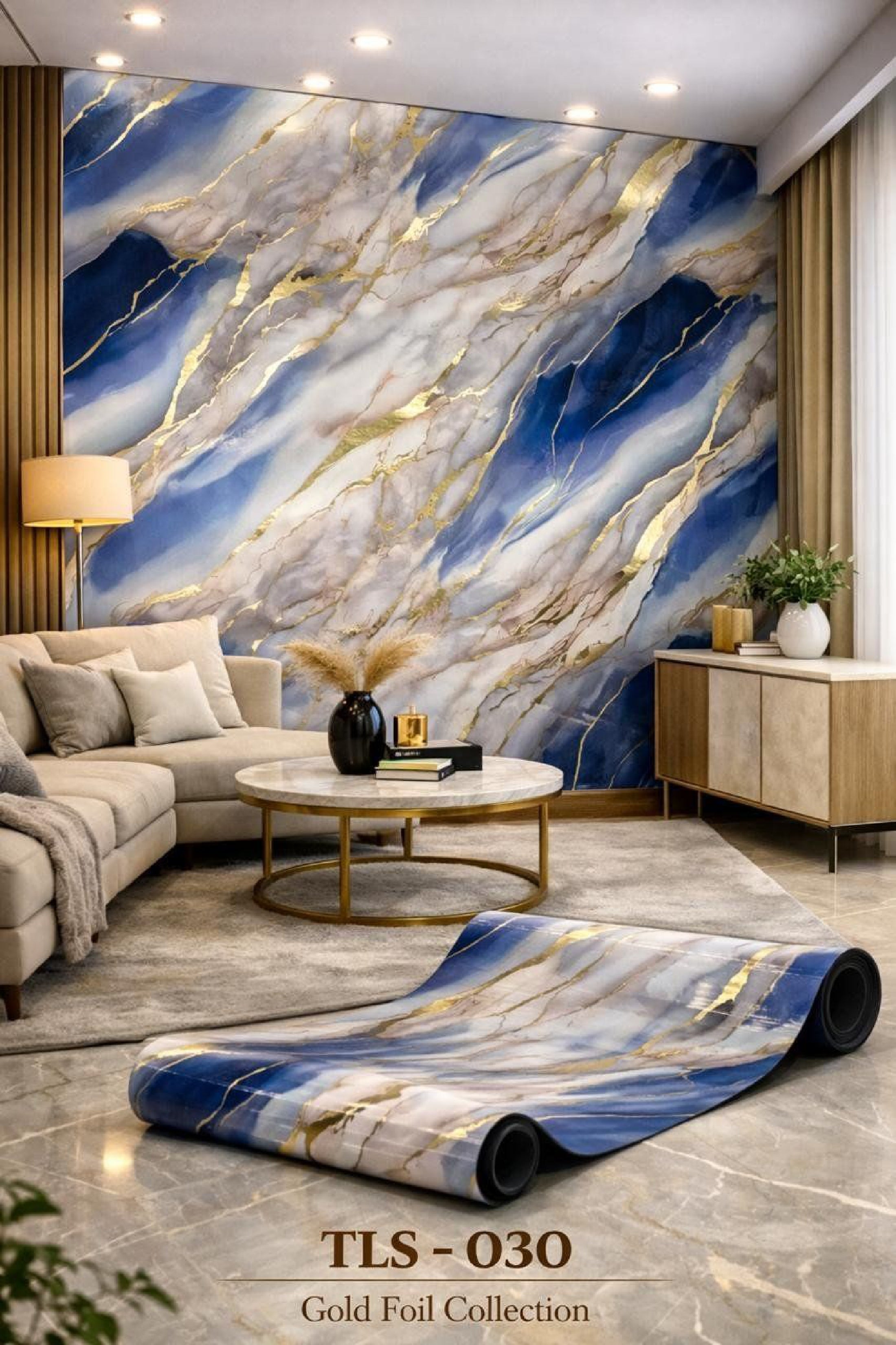 Gold Foil UV Marble Sheets (size 10 x 4 Feet) TLS030