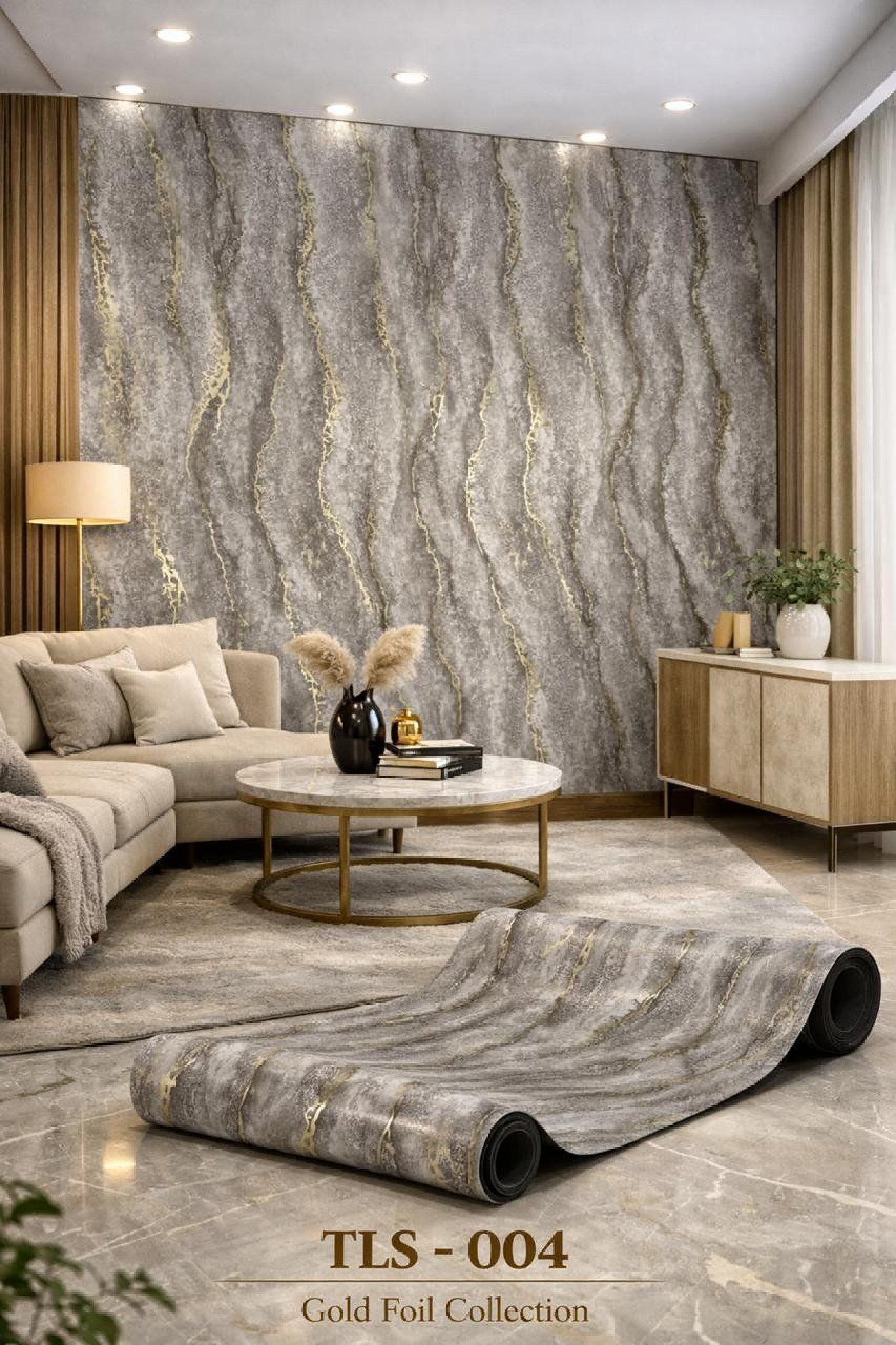 Gold Foil UV Marble Sheets (size 10 x 4 Feet) TLS004