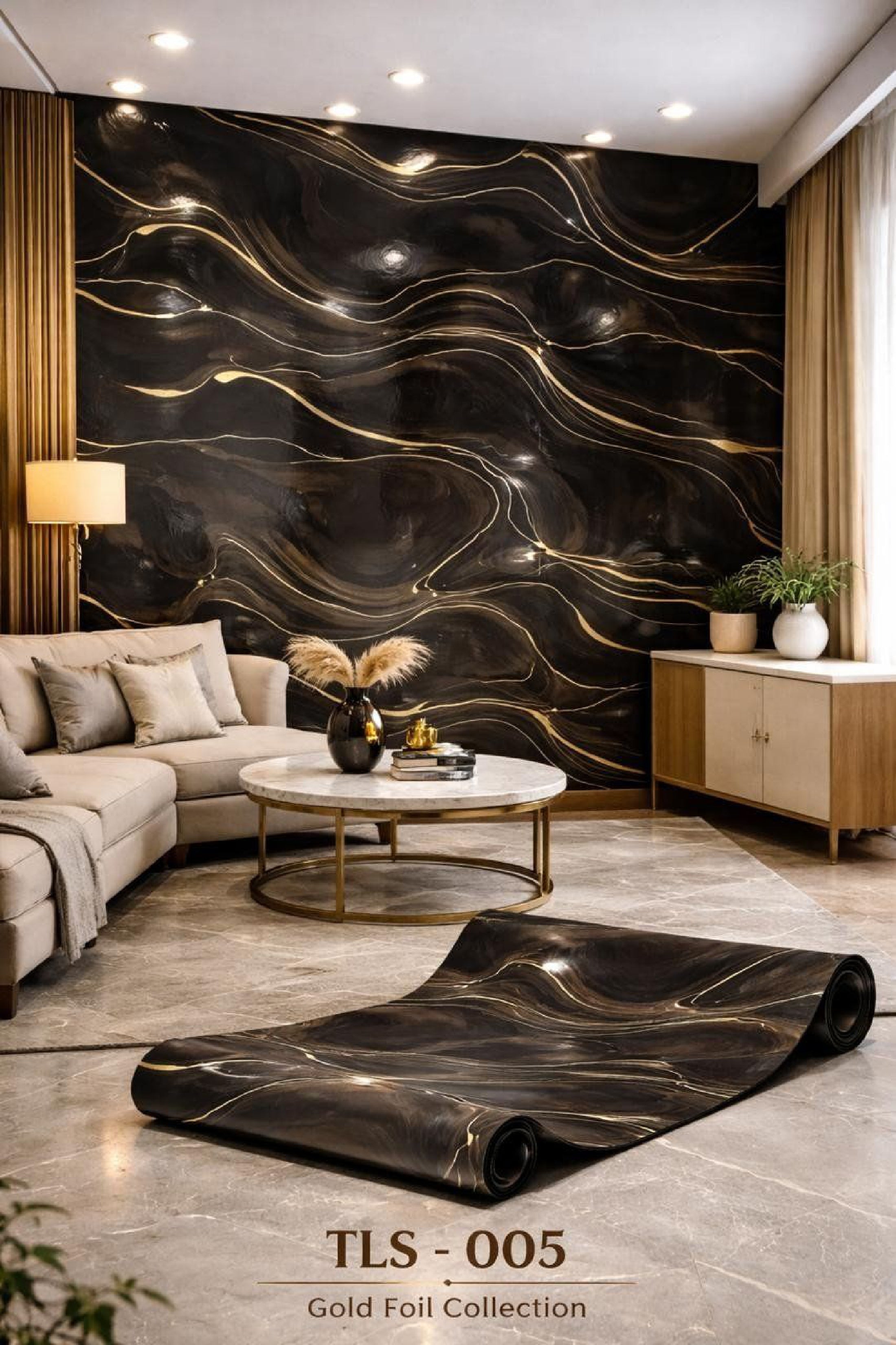 Gold Foil UV Marble Sheets (size 10 x 4 Feet) TLS005