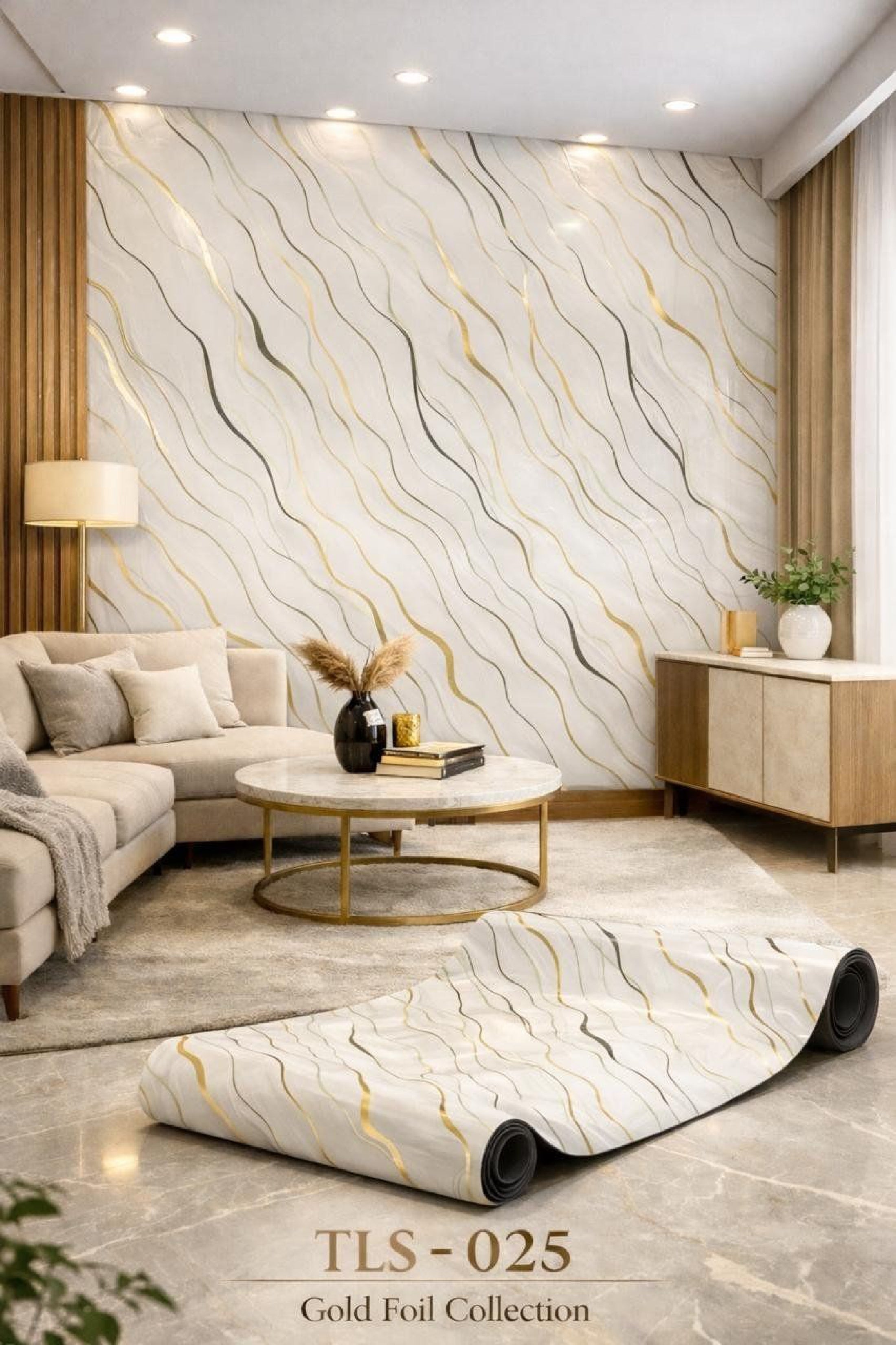 Gold Foil UV Marble Sheets (size 10 x 4 Feet) TLS025